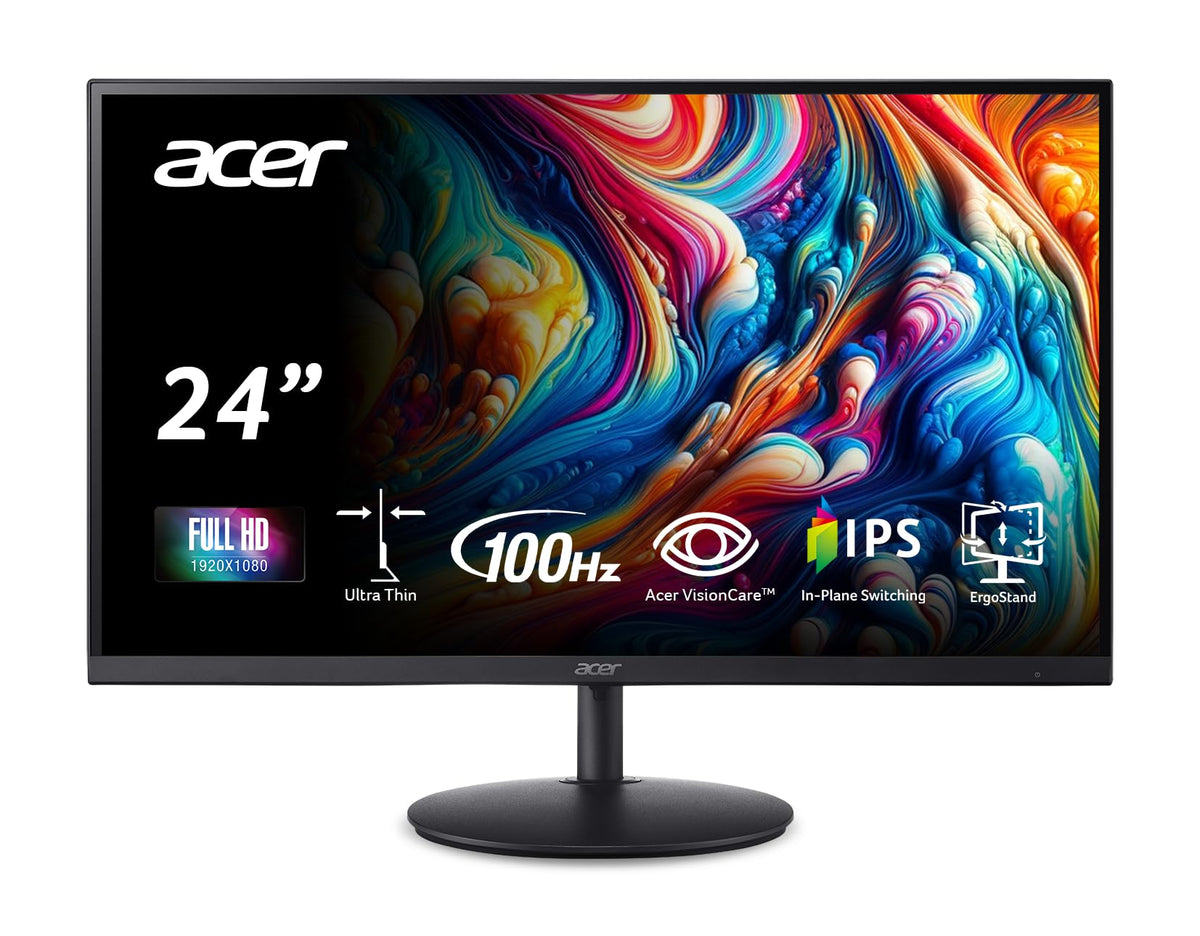 Acer Sh242Y Ebmihx 23.8'' Fhd 1920X1080 Home Office Ultra Thin Ips Computer Monitor Amd Freesync 100Hz Zero Frame Height/Swivel/