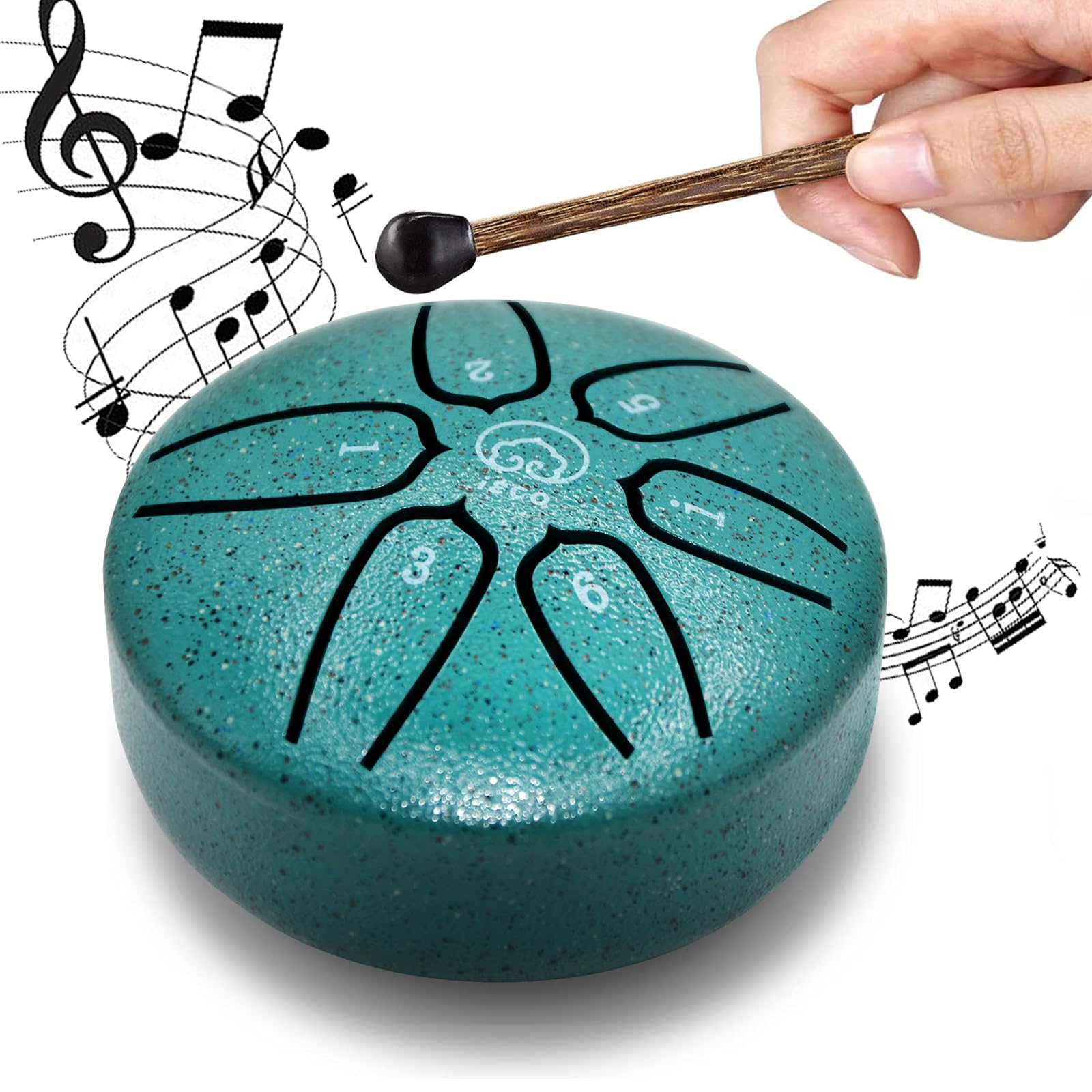 Buddha Stones Mini Steel Tongue Drum 3 Inch 6 Notes Steel Drum Instrument, Ethereal Drum For Kids Adults, Handpan Drum For Medit