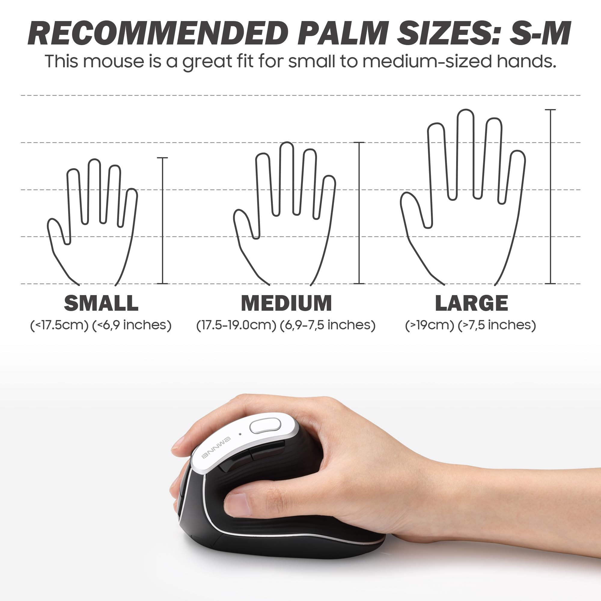 Bnnwa Wireless Vertical Ergonomic Mouse, Bluetooth & 2.4G Connectivity, 3 Dpi Settings, 7 Buttons   Ideal For Pc, Desktop, Lapto