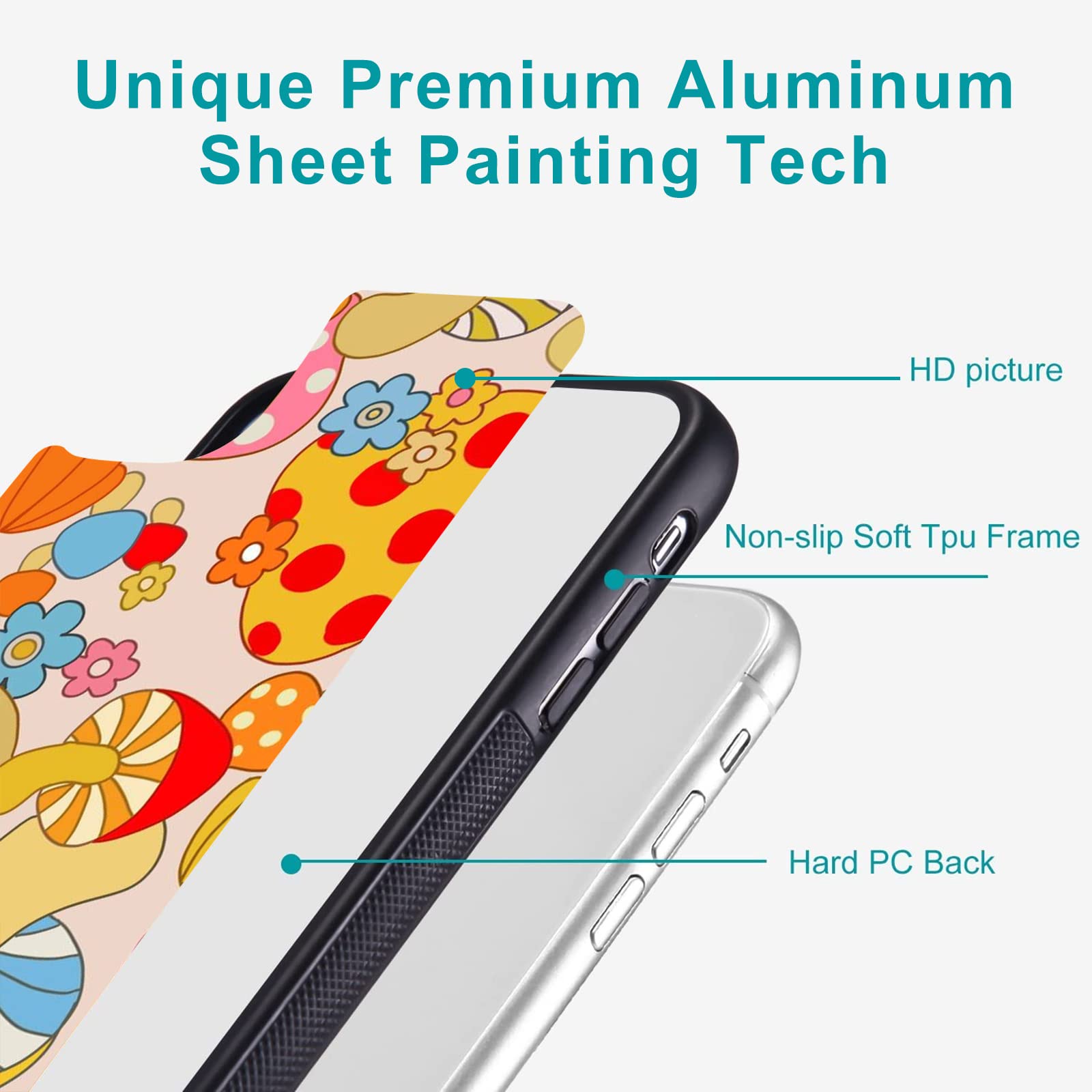 Unnkine Cute Flower Case For Iphone 13 Pro Max Girls Women Colorful Mushroom Design Soft Tpu Hard Back Shockproof Anti Scratch P
