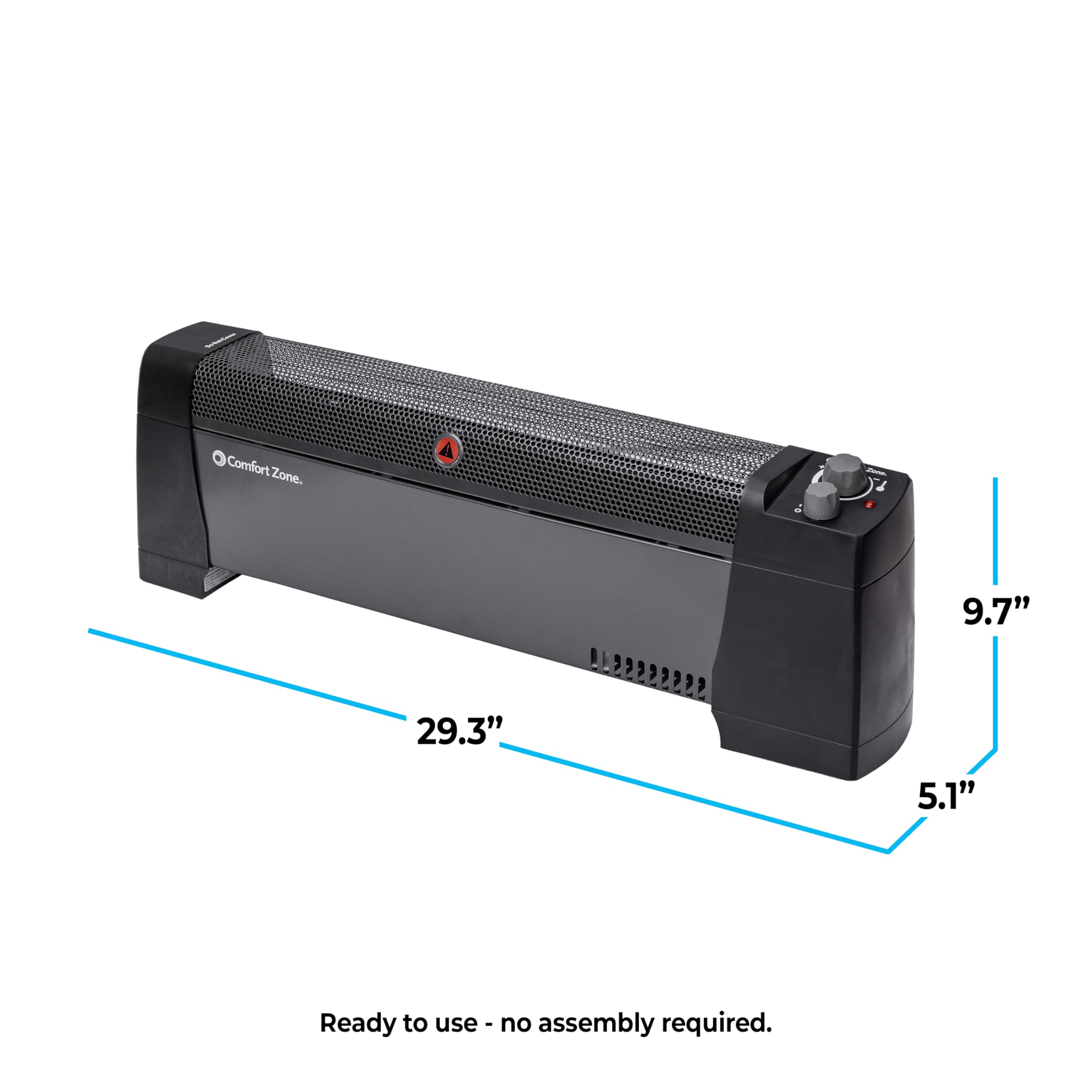 Comfort Zone Space Heaters For Indoor Use, Baseboard Heater, Bedroom Heater, Adjustable Thermostat, Dent Proof Ends, Portable Ro