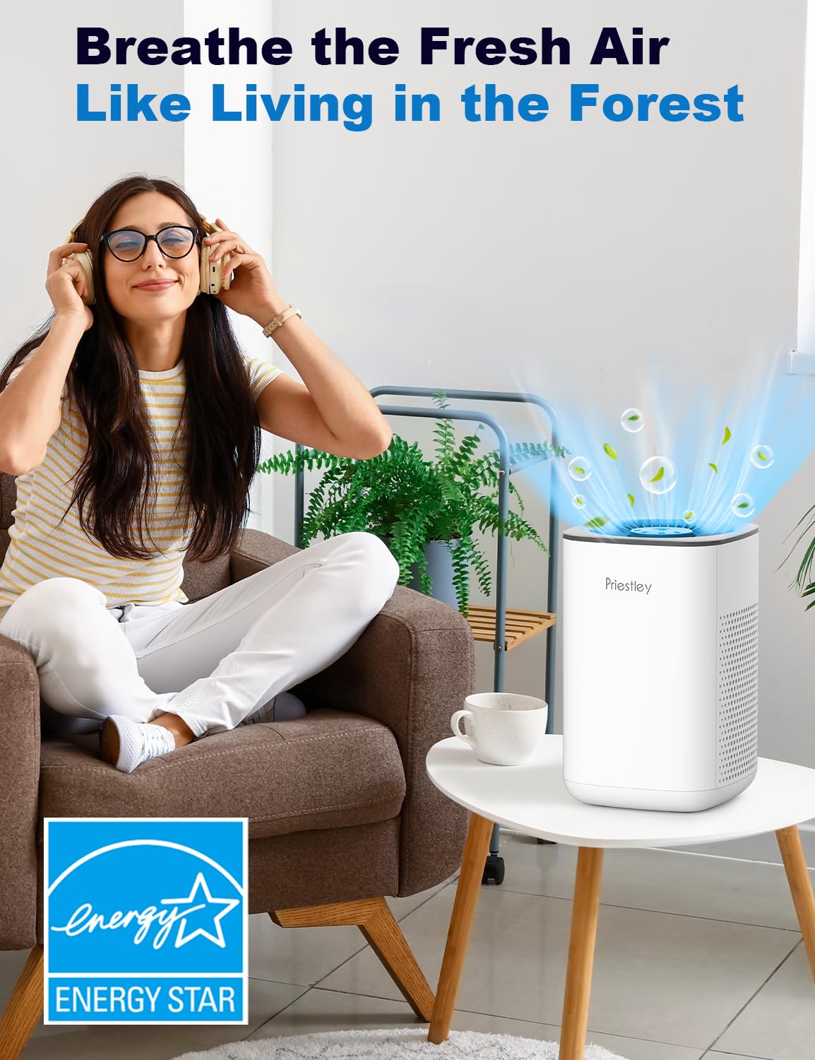 Priestley Air Purifiers For Small Home Bedroom Dorm Office Desktop, 20Db Quiet 3 In 1 Hepa Air Purifier With Essential Oil Diffu