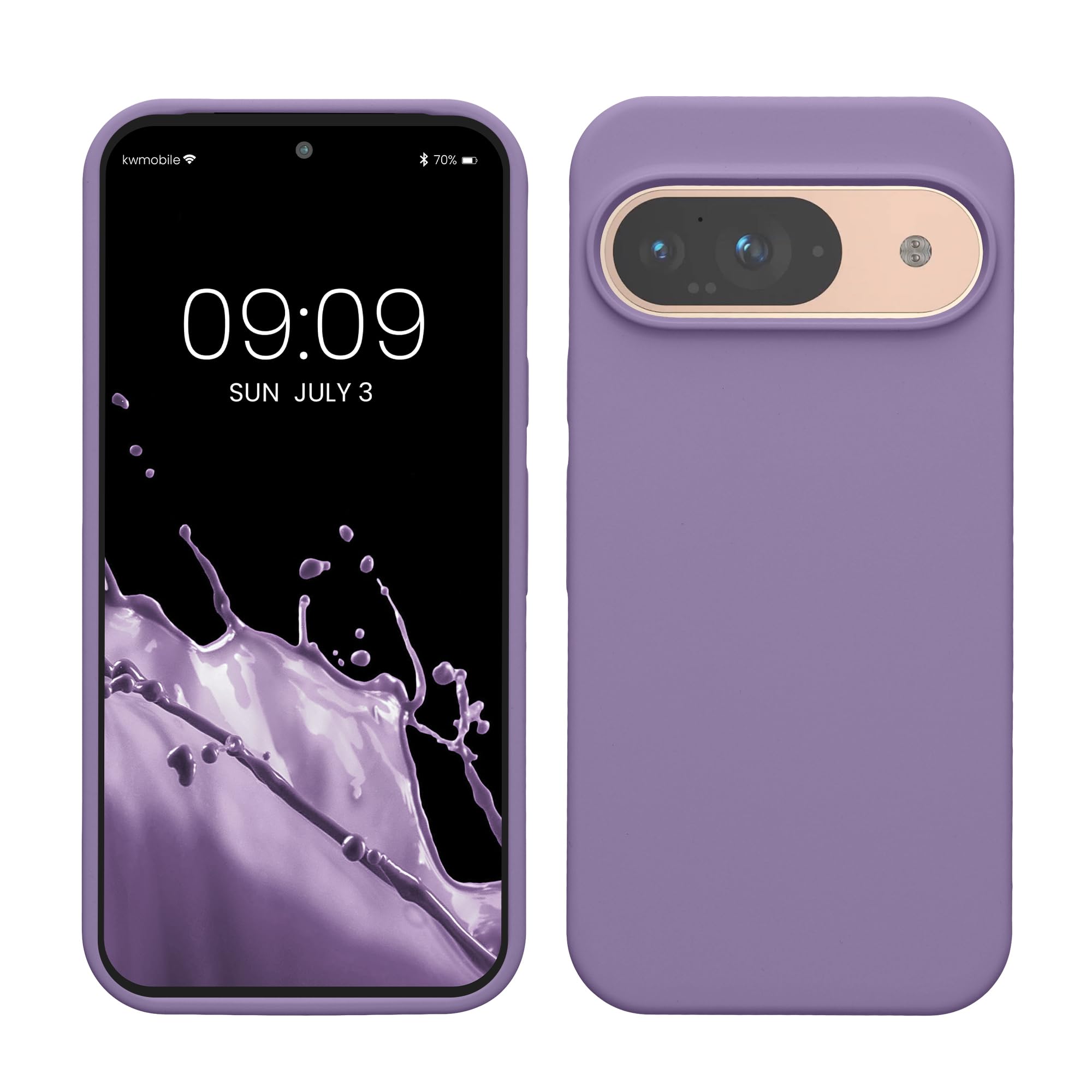 kwmobile Case Compatible with Google Pixel 9 / Pixel 9 Pro Case - TPU Silicone Phone Cover with Soft Finish - Violet Purple
