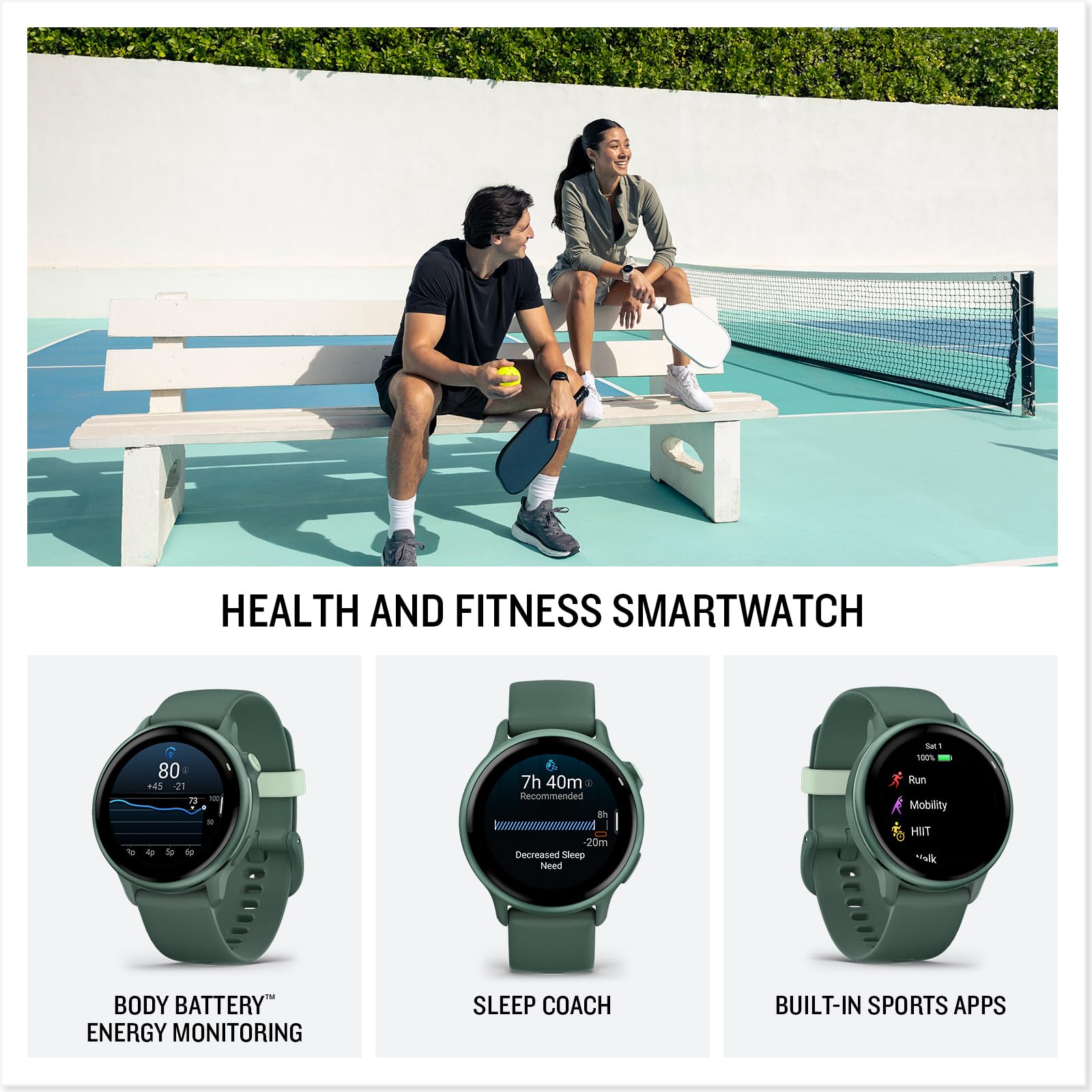 Garmin Vivoactive 6 Fitness Gps Smartwatch Amoled Display Metallic Jasper Green With Green Band, 11-Day Battery, 80+ Sports Mode