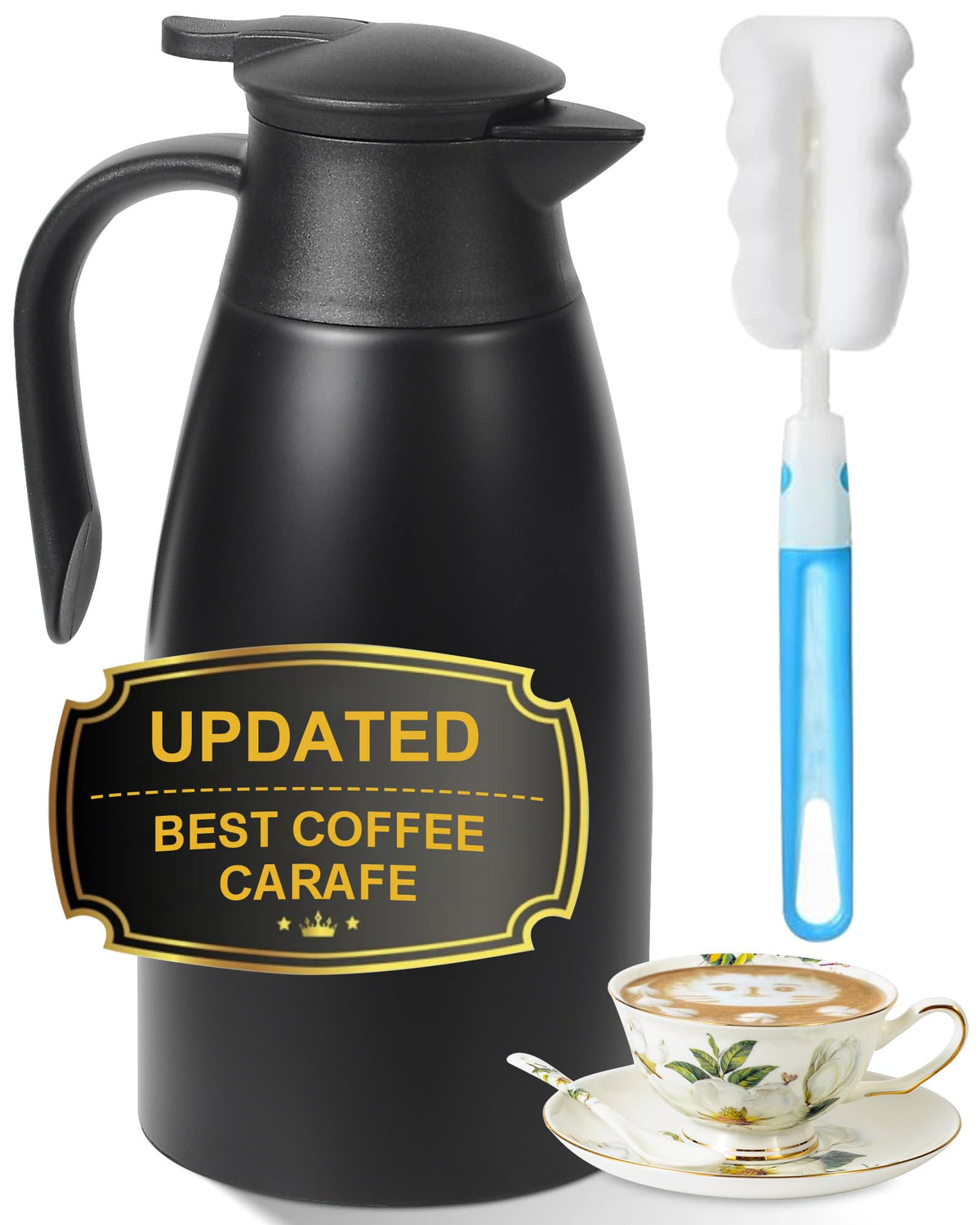 70Oz Thermal Coffee Carafe For Keeping Hot,Updated Carafes For Hot Liquid, Stainless Steel Insulated Thermal Pot For Coffee, Hot