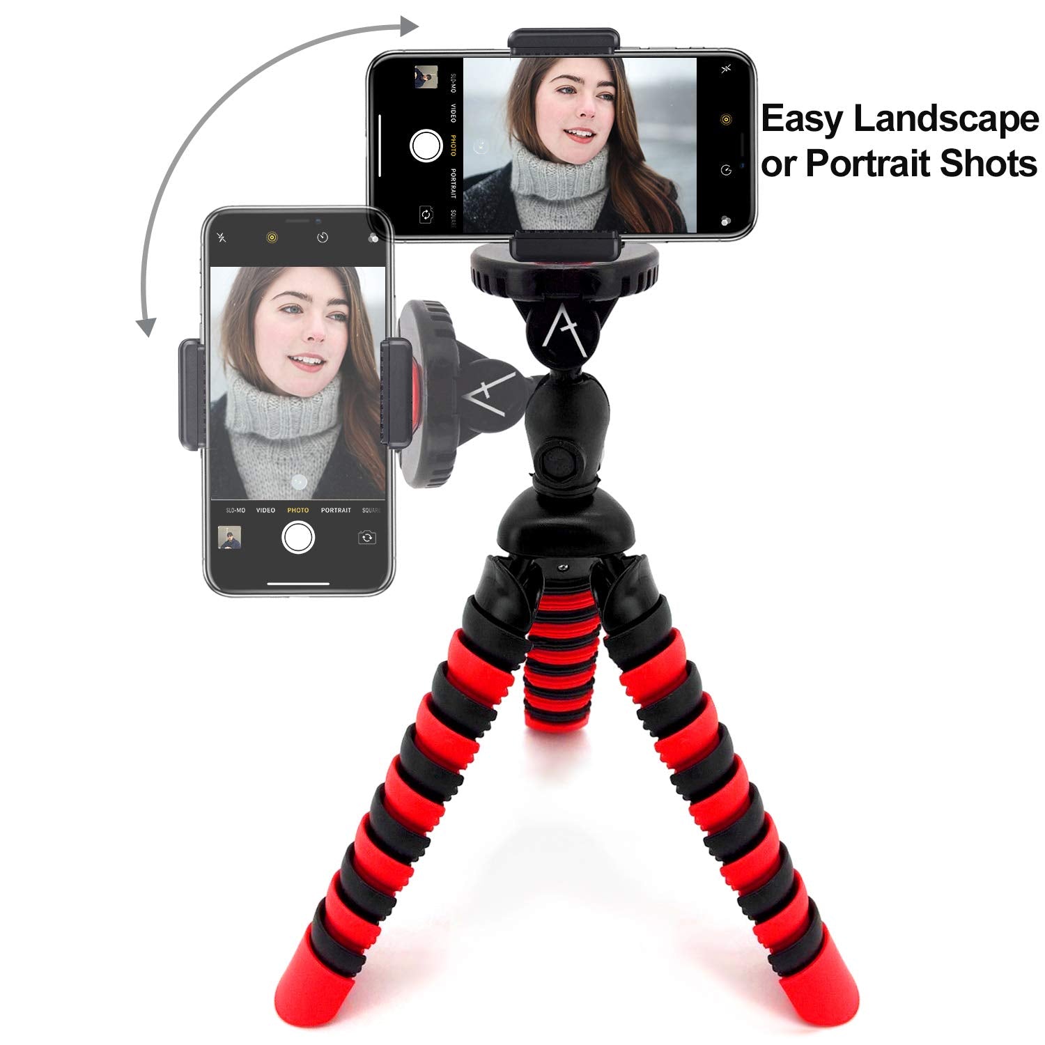 Acuvar 12 Inch Flexible Camera Tripod With Wrapable Disc Legs & Quick Release Plate + Universal Smartphone Mount For All Smartph