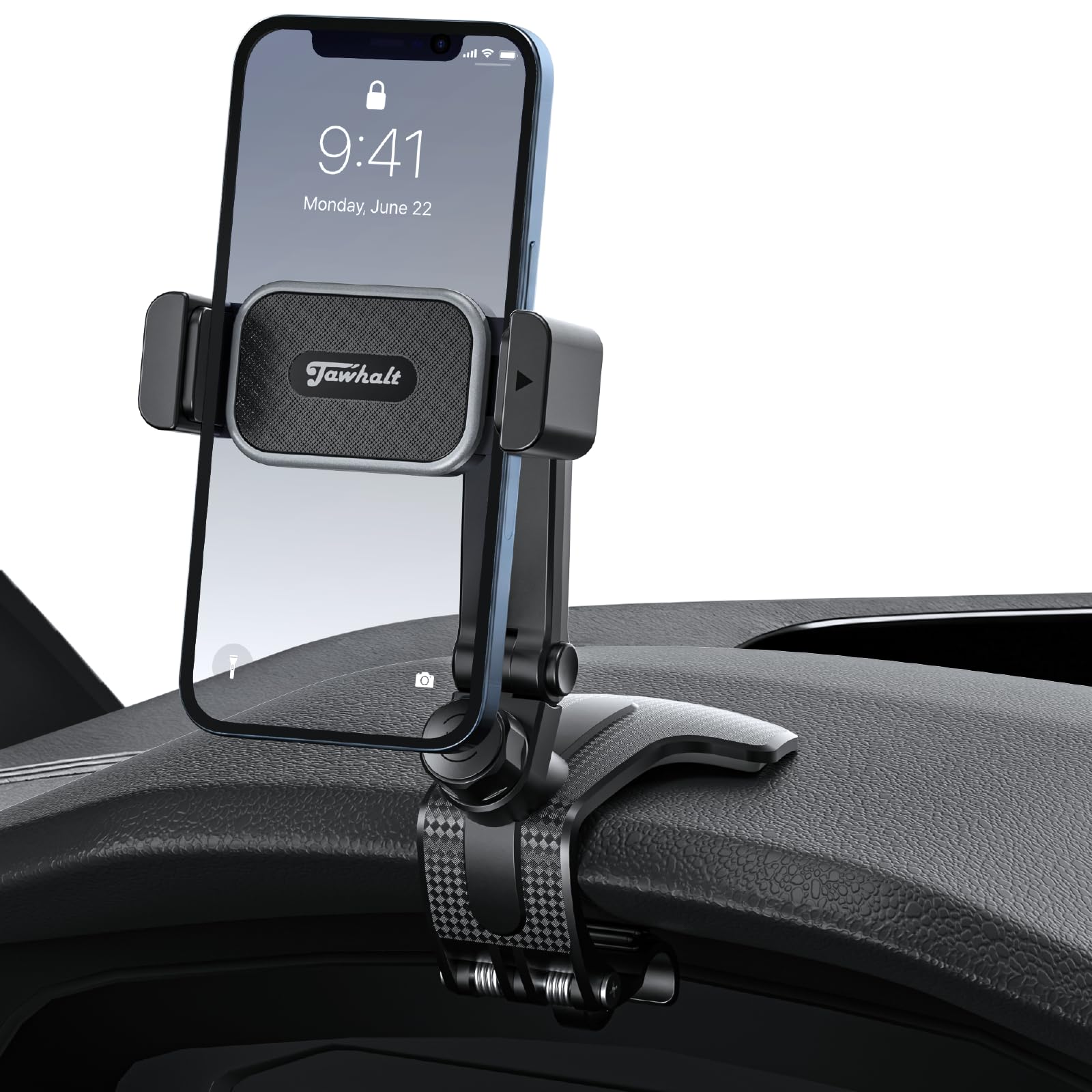 Jawhalt Universal Dashboard Cell Phone Holder Mount with 360 Rotation Multifunctional Clip on Phone Holder for Car Compatible wi