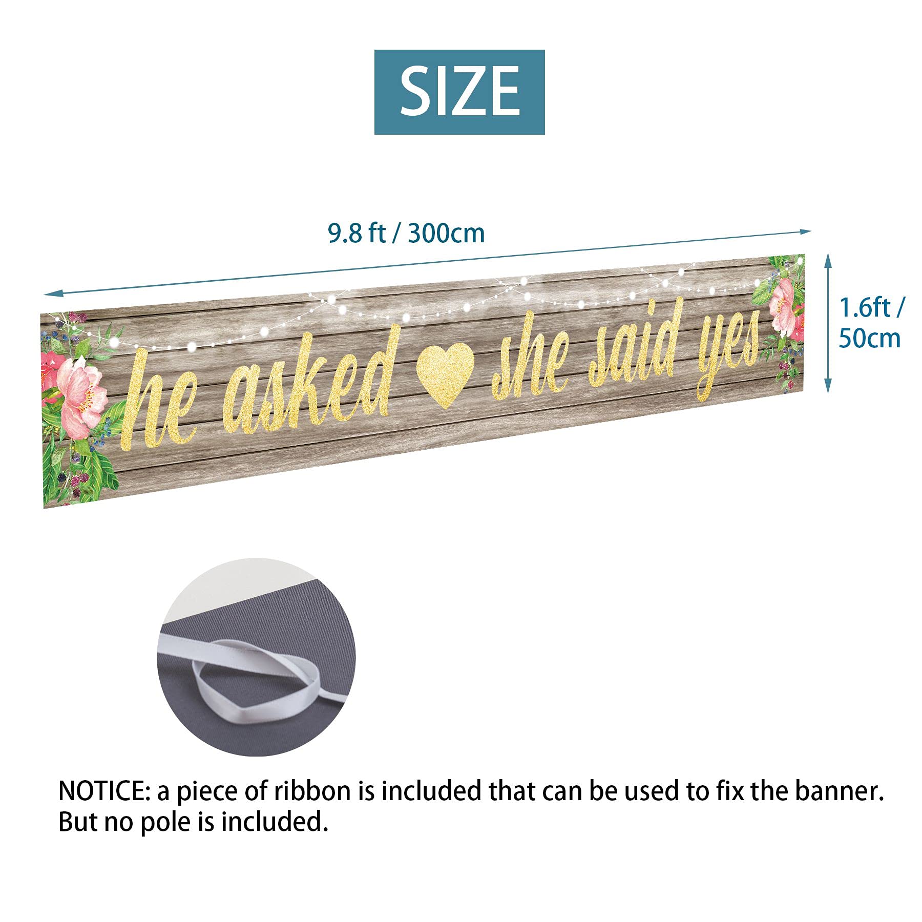 He Asked She Said Yes Backdrop Banner Decorations, Large Wedding Engagement Party Sign Supplies, Bridal Shower Photo Booth Props