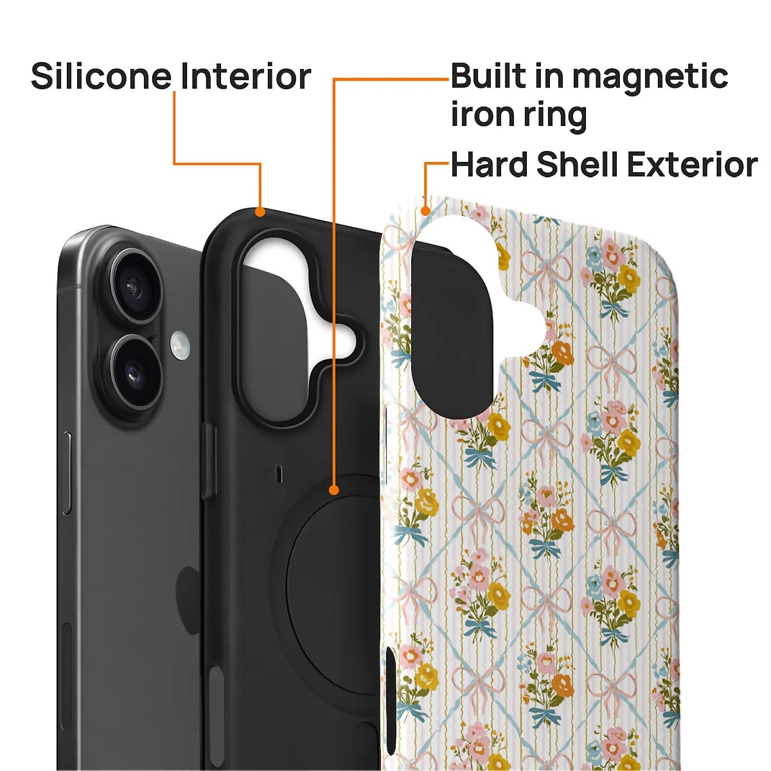 Ilikediy For Iphone 16 Plus Case [Compatible With Magsafe] Pattern Design Case For Women Girls Hybrid 2 Layer Hard Shell Silicon