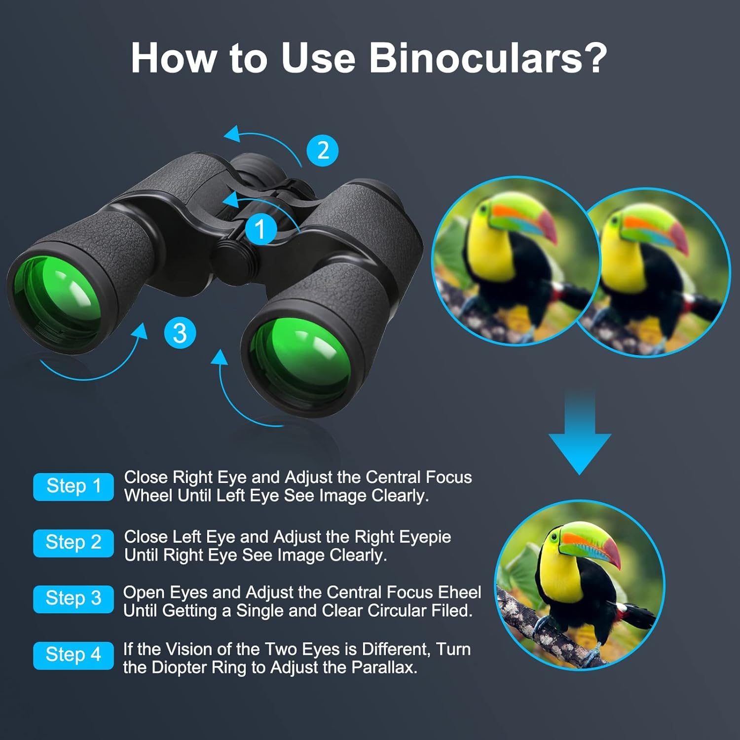 20X50 Powerful Waterproof Birding Binoculars For Adults   Large View Binoculars For Bird Watching With Clear Low Light Vision Fo