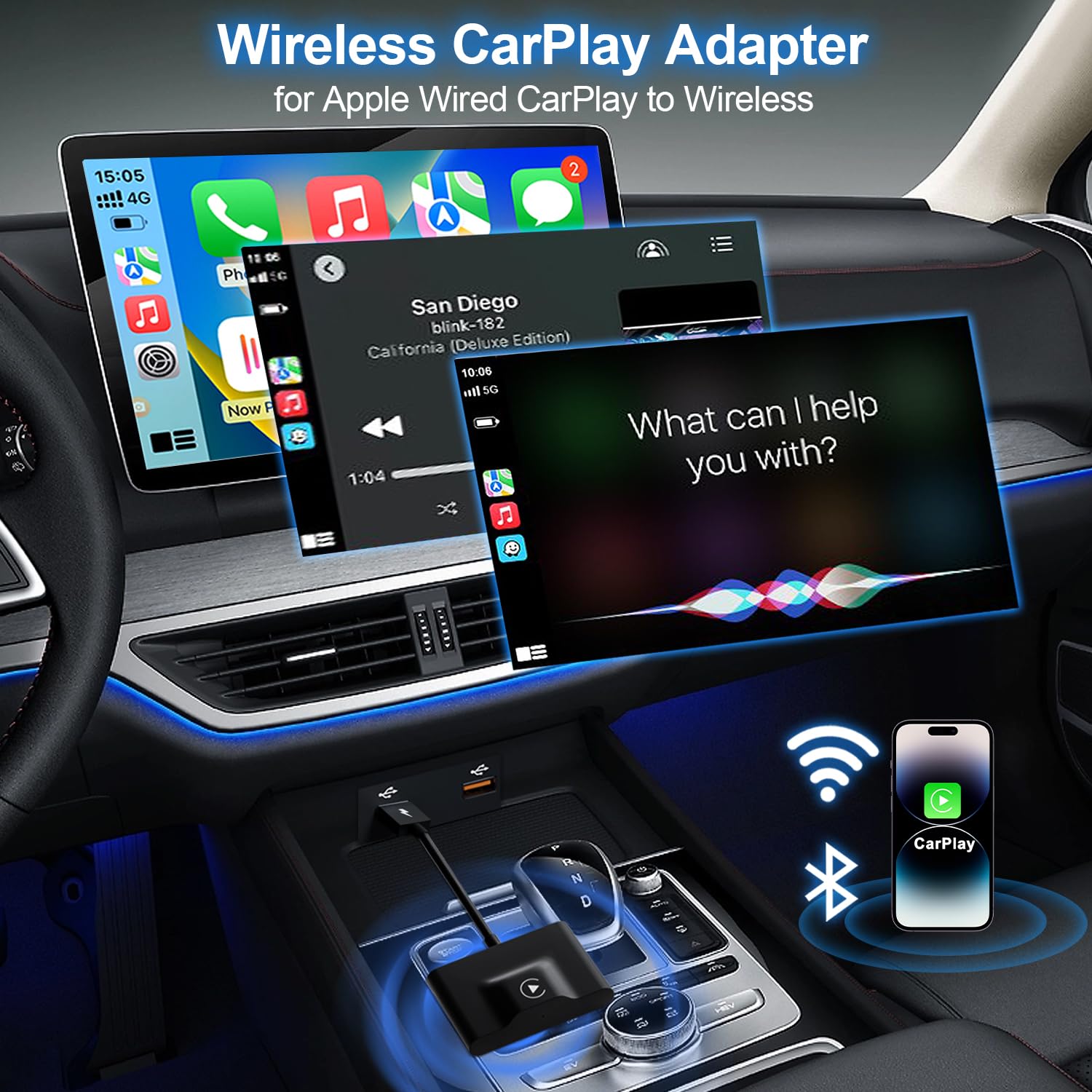 Xhu Wireless Carplay Adapter For Apple Carplay Wireless Adapter 2025 Upgraded Convert Factory Wired Carplay To Wireless Carplay