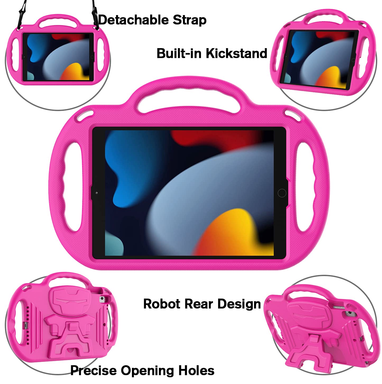 Ltrop Ipad 10.2 Case, Ipad 9Th/8Th/7Th Generation Case For Kids, Shockproof Handle Stand Shoulder Strap Kids Case For Ipad 10.2