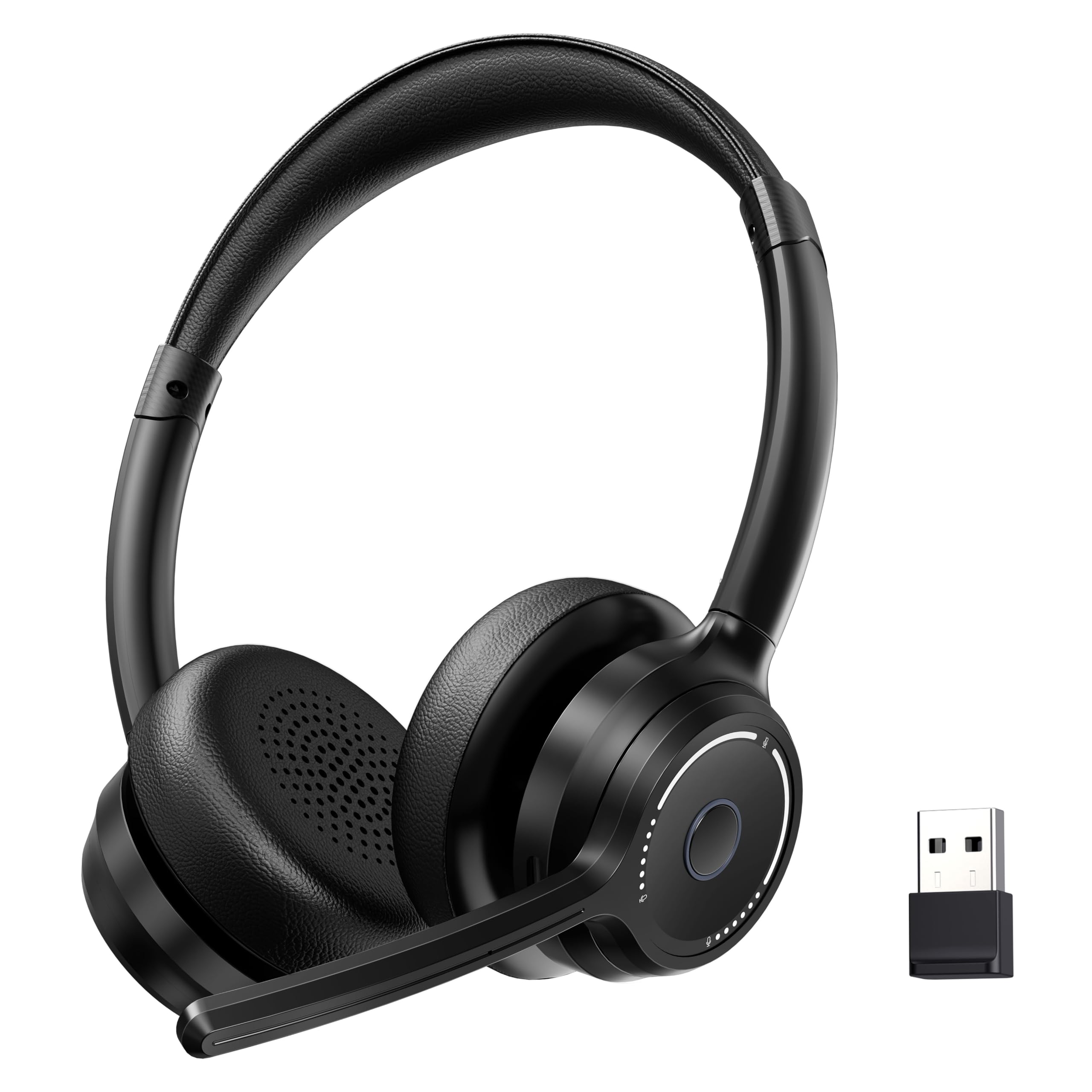 Gixxted Bluetooth Headset, Wireless Headset With Noise Cancelling Microphone For Work, On Ear Headphones With Usb Dongle And Mut