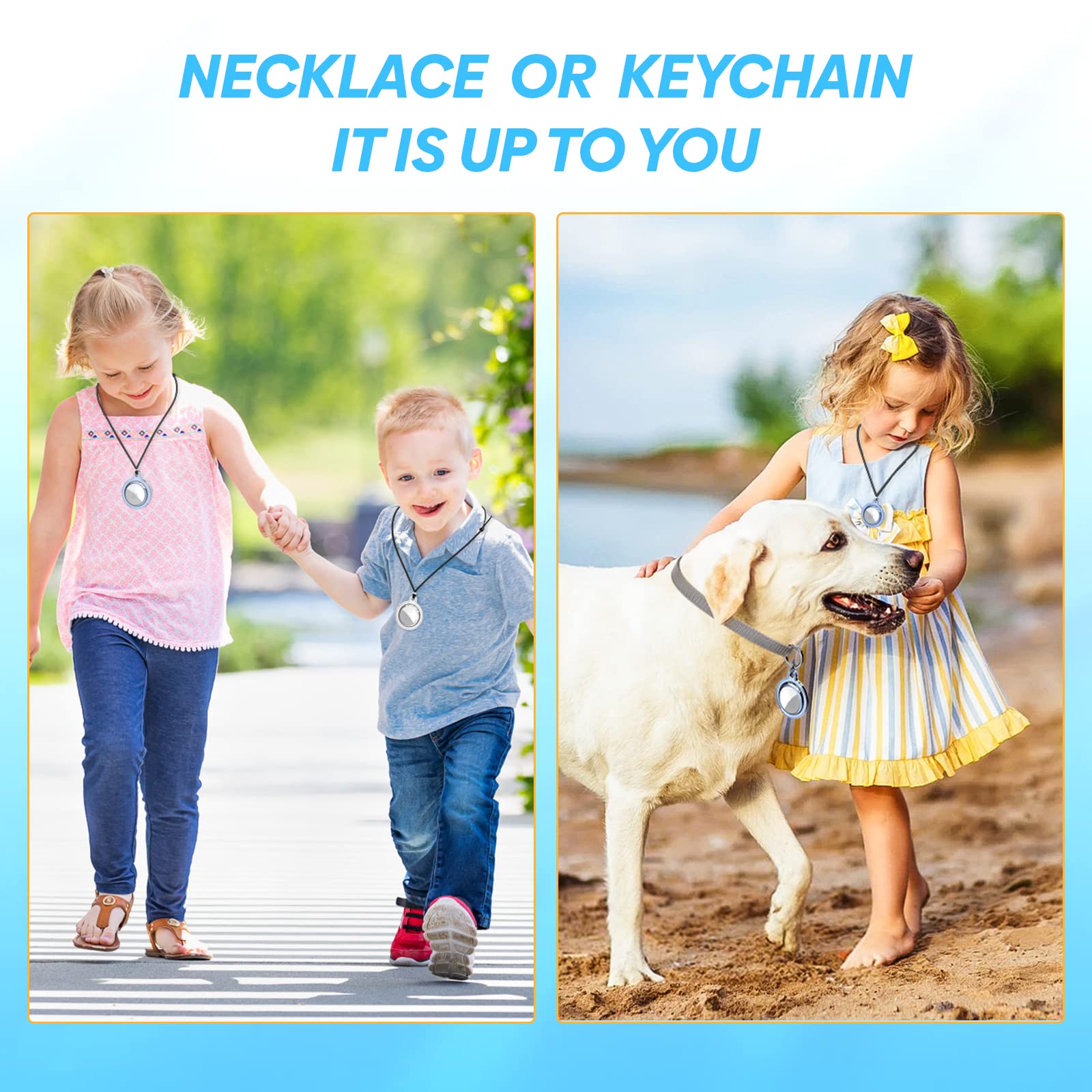 2 Pack Silicone Case For Airtag Necklace Holder   Full Screen Protector, Waterproof, Adjustable Length, Removable Pendant Design