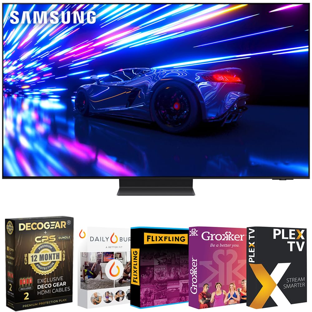 Samsung S95D 77 Inch Hdr Oled Smart Tv (2024) Bundle With Movies Streaming + Deco Gear 2X 4K Hdmi 2.0 Cable W/Pure Copper Conduc