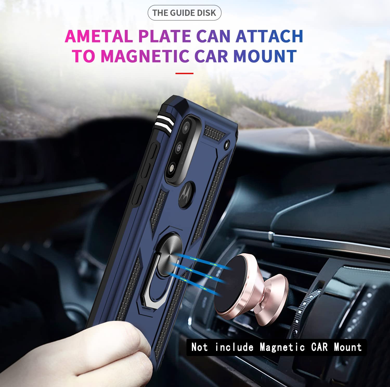 Leyi For Military Grade Motorola G Pure/Power Case 2022/ Moto G Play 2023 Case With Magnetic Ring Kickstand & 2 Tempered Glass S