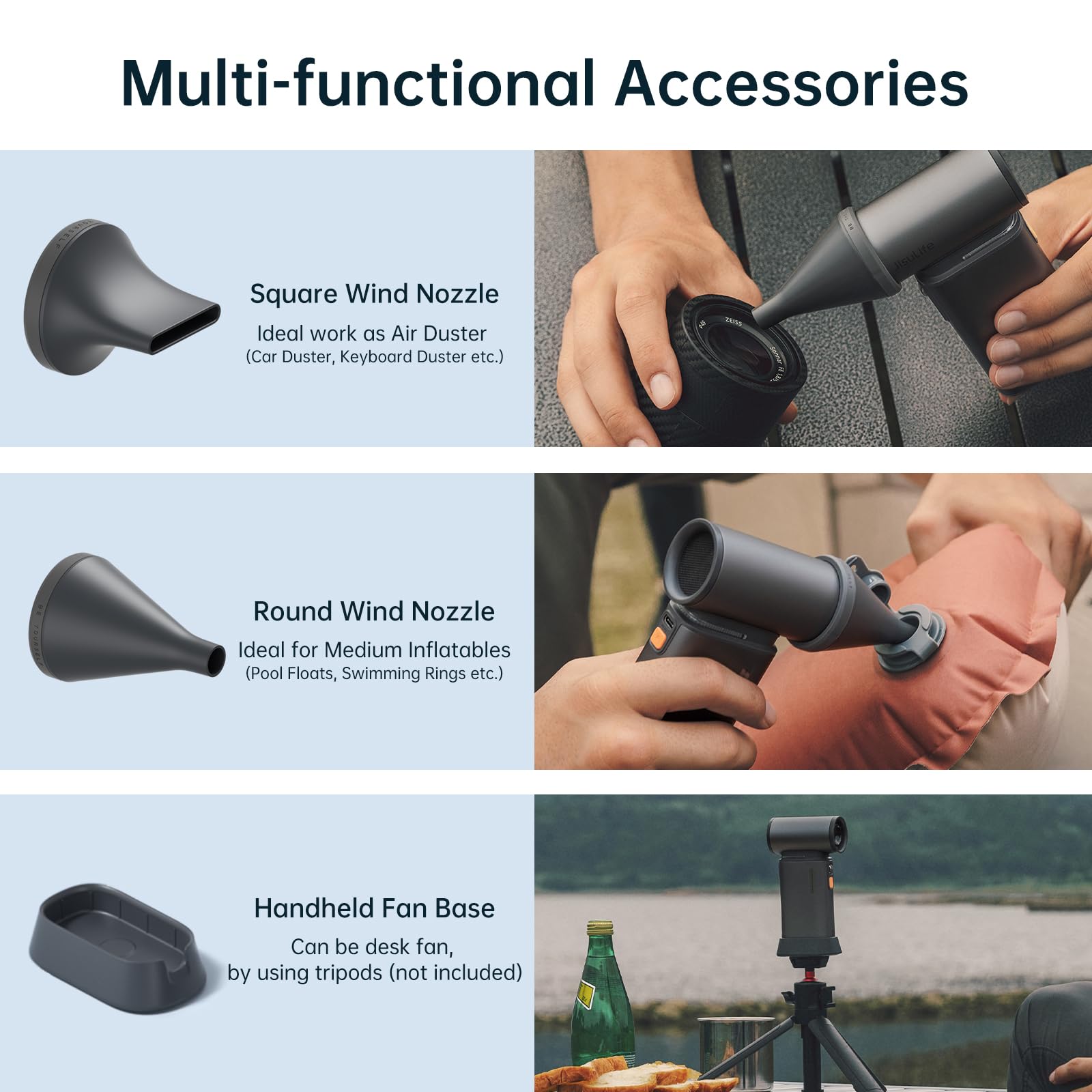 Jisulife Portable Handheld Turbo Fan, 100 Speeds Adjustable Mini Personal Fan, 9000Mah Usb Rechargeable Fan Battery Operated, Le