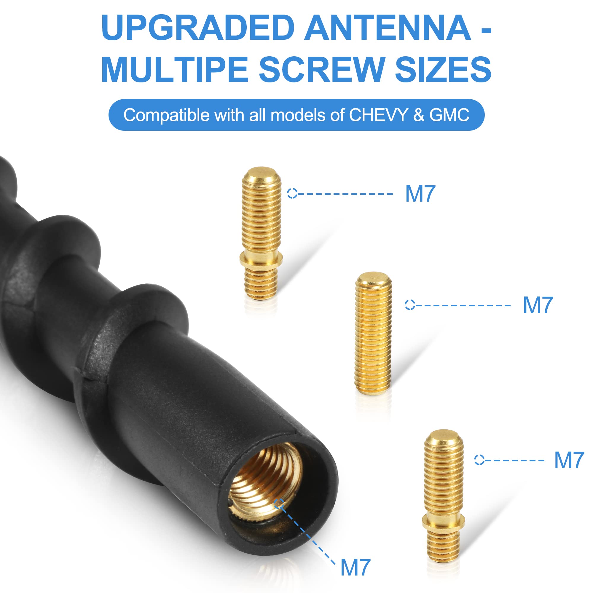 Ksaauto 7'' Spiral Short Car Truck Antenna For Gm Chevy Silverado 1500 2500 3500 Hd Traverse Equinox Gmc Sierra 1500 2500 3500 D