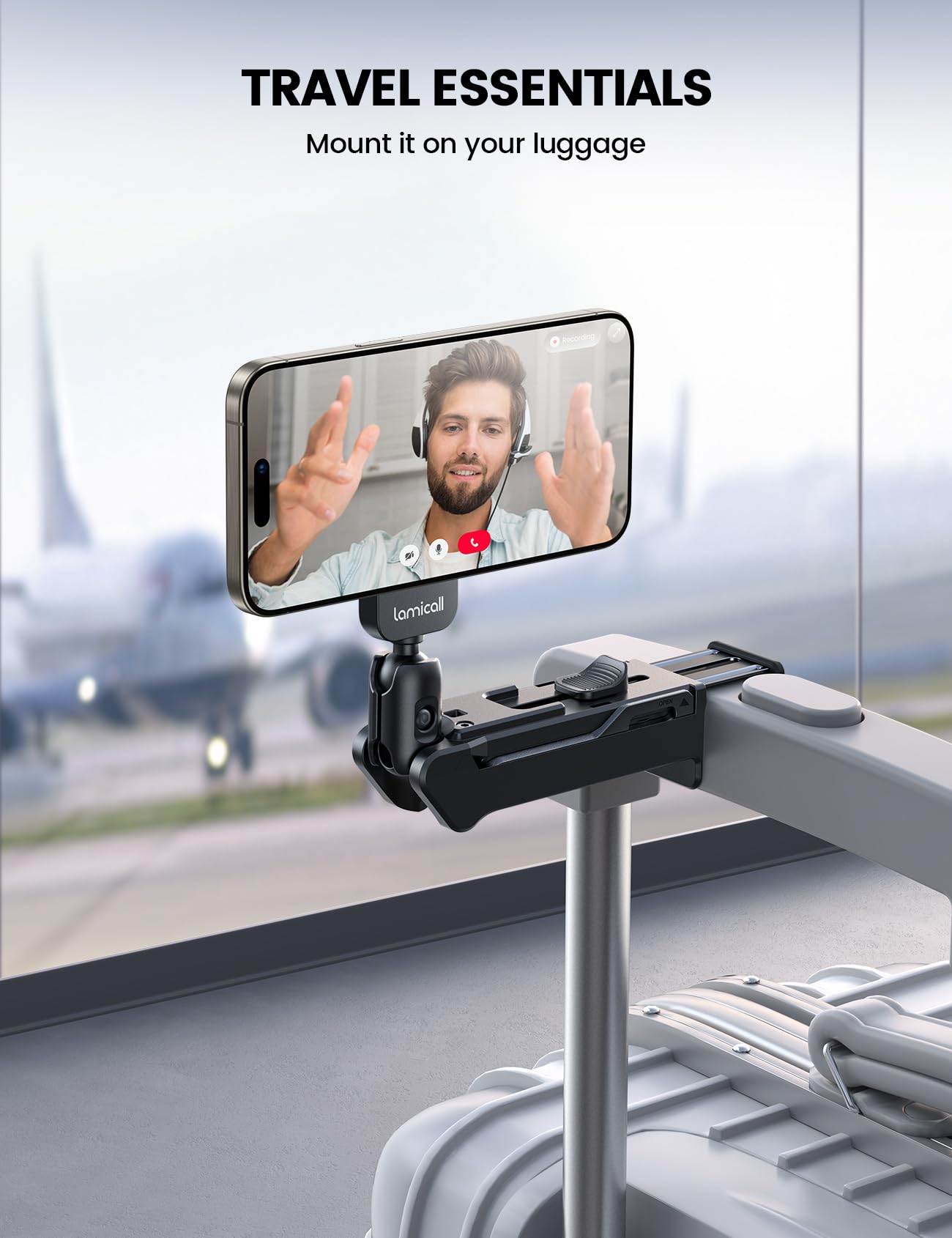 Lamicall For Magsafe Airplane Phone Holder, Airplane Travel Essentials For Flying Plane, Handsfree Airport Phone Mount Long Flig