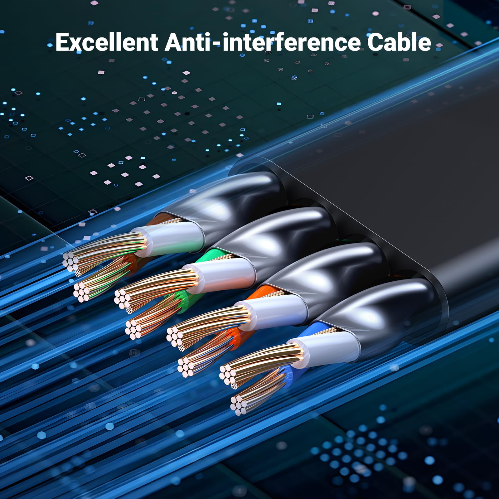 Ugreen Ethernet Cable 25Ft, Cat 8 Ethernet Cable With 40Gbps 2000Mhz High Speed, Shielded Heavy Duty Flat Internet Cable Compati