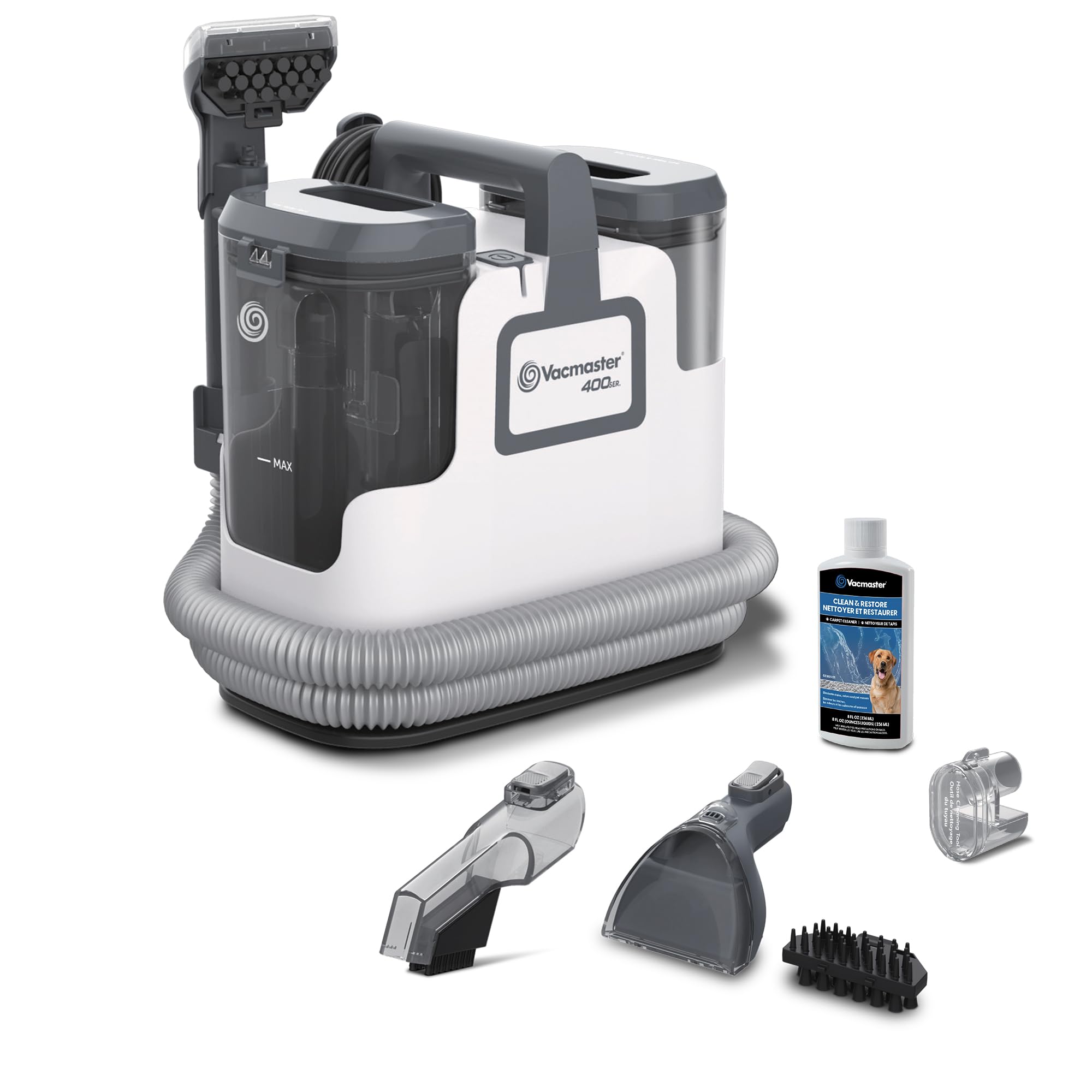 Vacmaster 400 Series Portable Carpet & Upholstery Spot Cleaner Machine, 15Kpa Power Suction with Versatile Tools for Pets, Area 