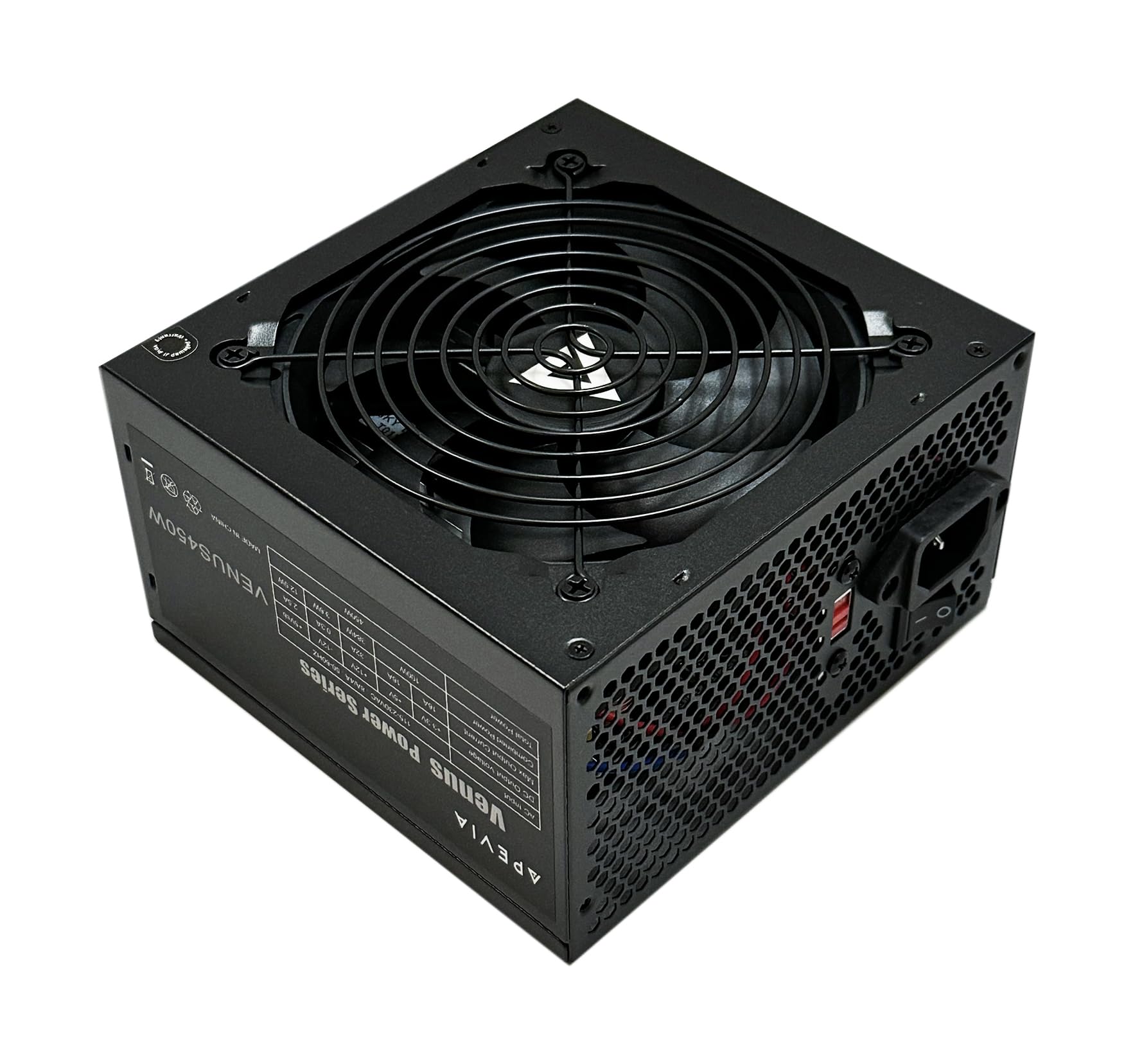 Apevia Venus450W 450W Atx Power Supply With Auto Thermally Controlled 120Mm Fan, 115/230V Switch, All Protections