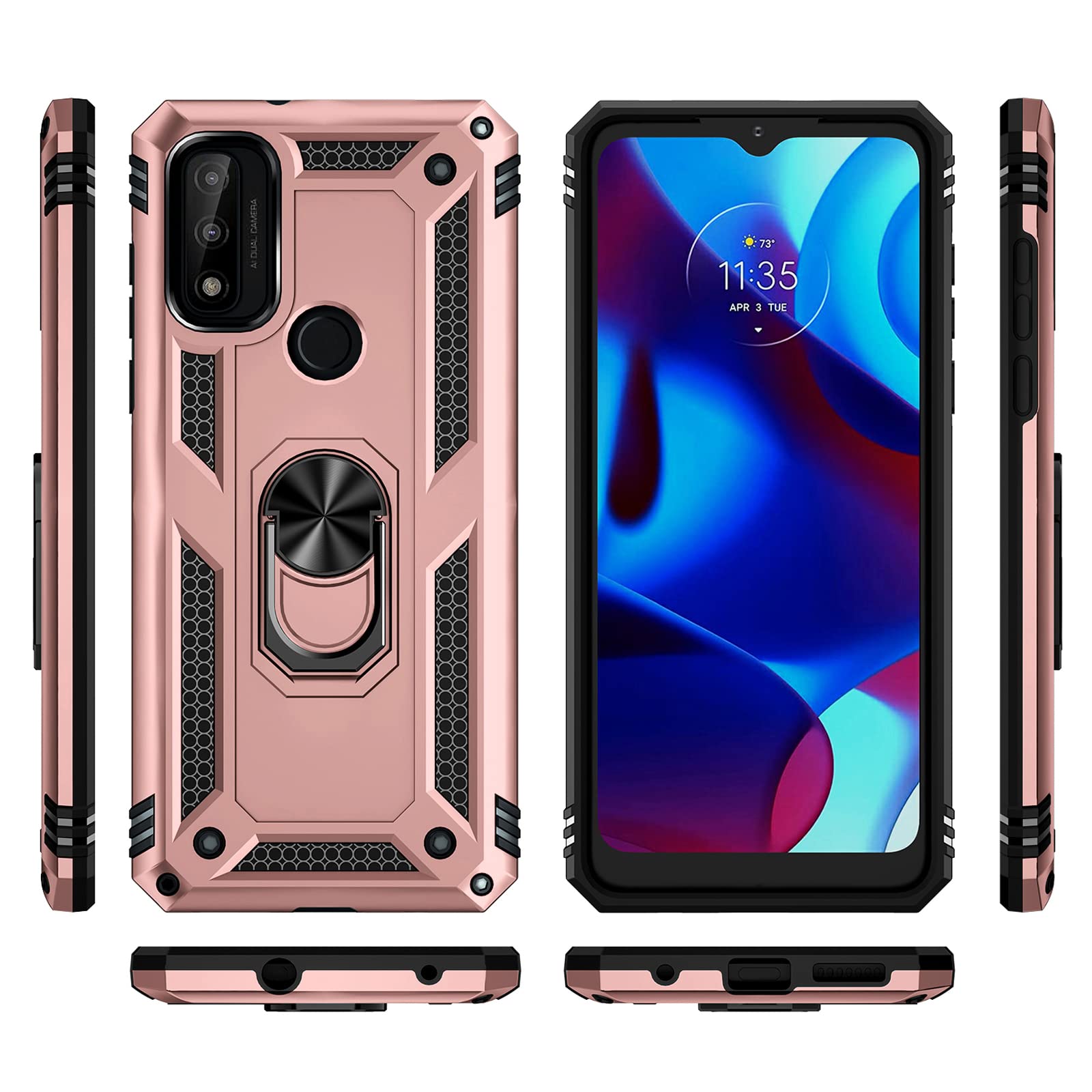 Sktgslamy For Moto G Pure Case,With Hd Screen Protector, [Military Grade] 16Ft. Drop Tested Cover With Magnetic Kickstand Car Mo