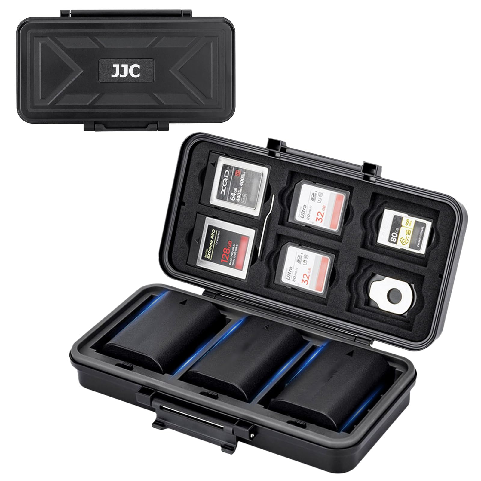 JJC Multi-Function Camera Battery Memory Card Storage Case for 6 SD Card,6 CFexpress Type-B/XQD Cards,5 CFexpress Type-A Cards,8