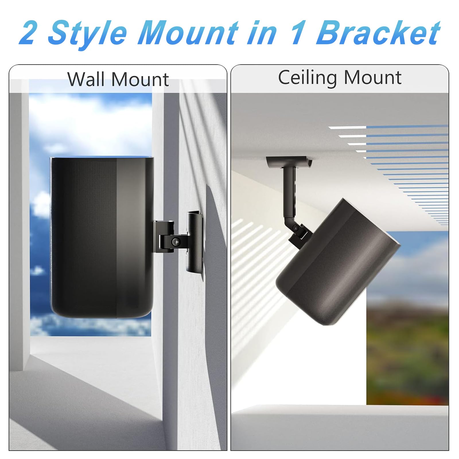 Notiela Speaker Ceiling Mount For Roku Speaker Wall Mount   Tilt And Swivel Adjustable Mounting Brackets For Roku Wireless Speak