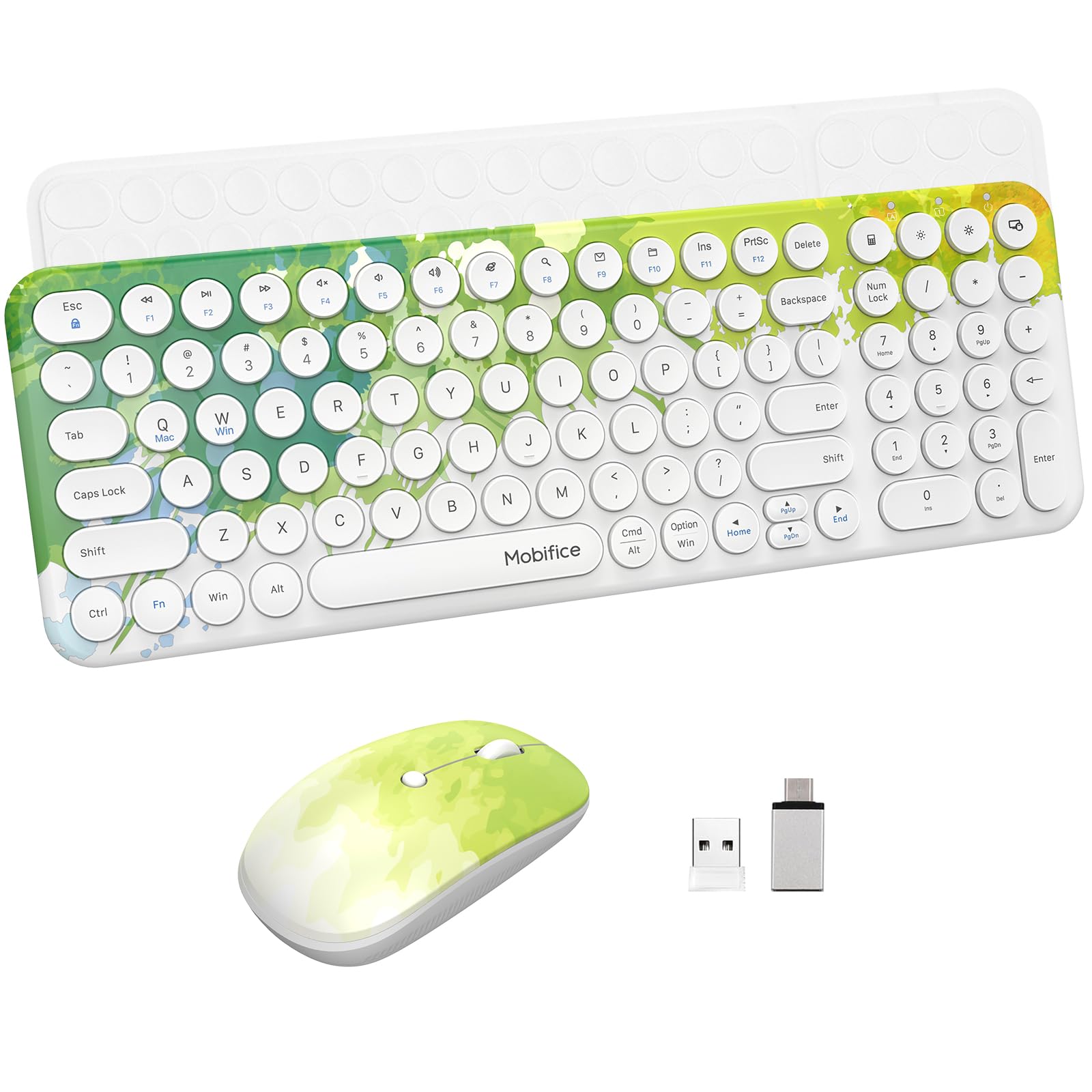 Wireless Keyboard and Mouse Combo 2.4GHz USB Ultra-Thin Cute Cordless Compact-Sized Silent Retro computer keyboard&mouse Set for