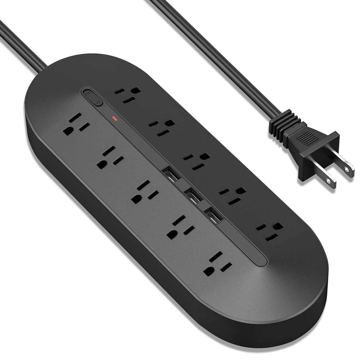 10 Outlet 2 Prong Power Strip With 3 Usb Ports, Polarized 2 Prong To 3 Prong Outlet Adapter, 6.6Ft Extension Cord, 5V 3.4A Usb,