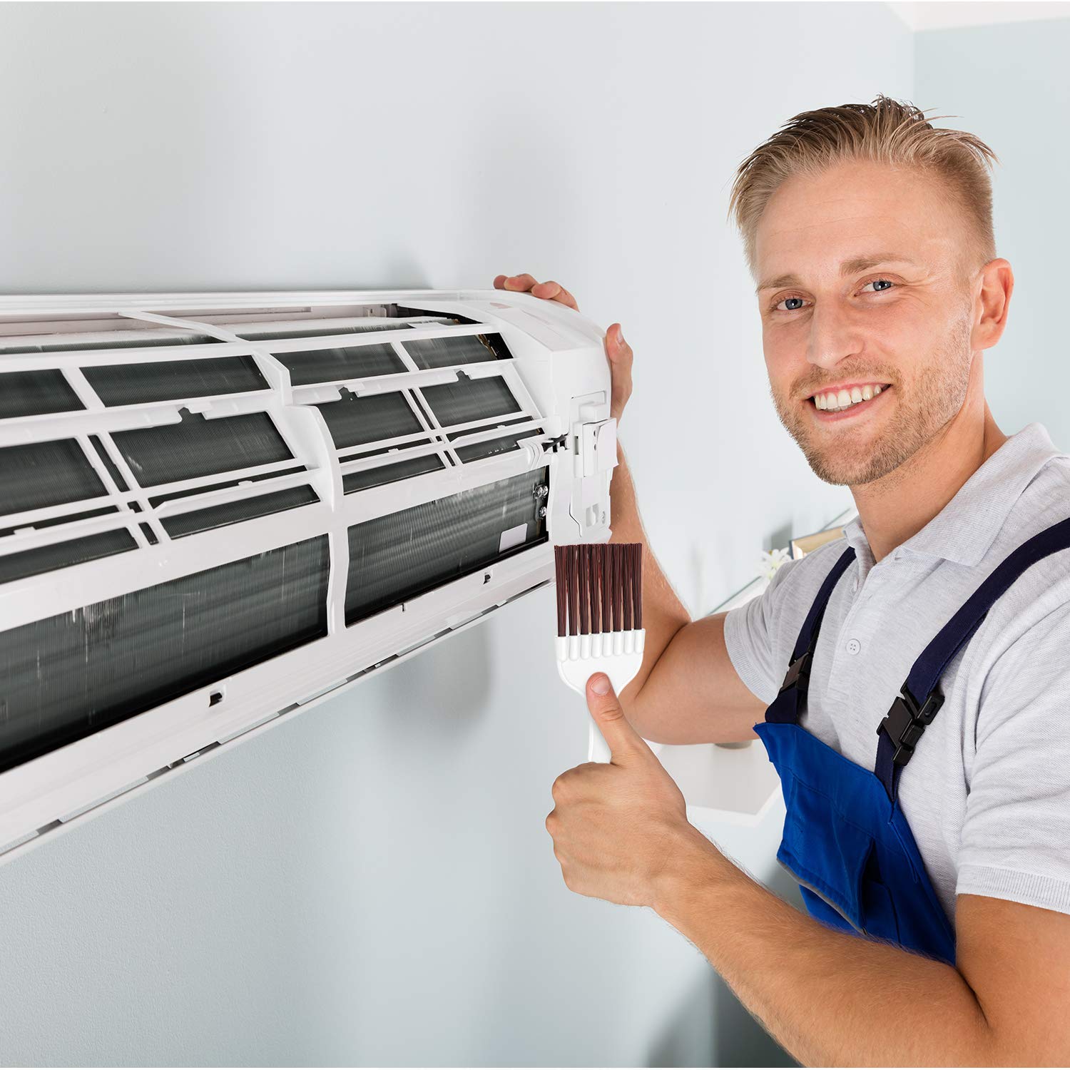 8 Packs Air Conditioner Condenser Cleaning Brush Refrigerator Coil Brush Hvac Coil Cleaner Brush Small Plastic Whisk Brush (Brow