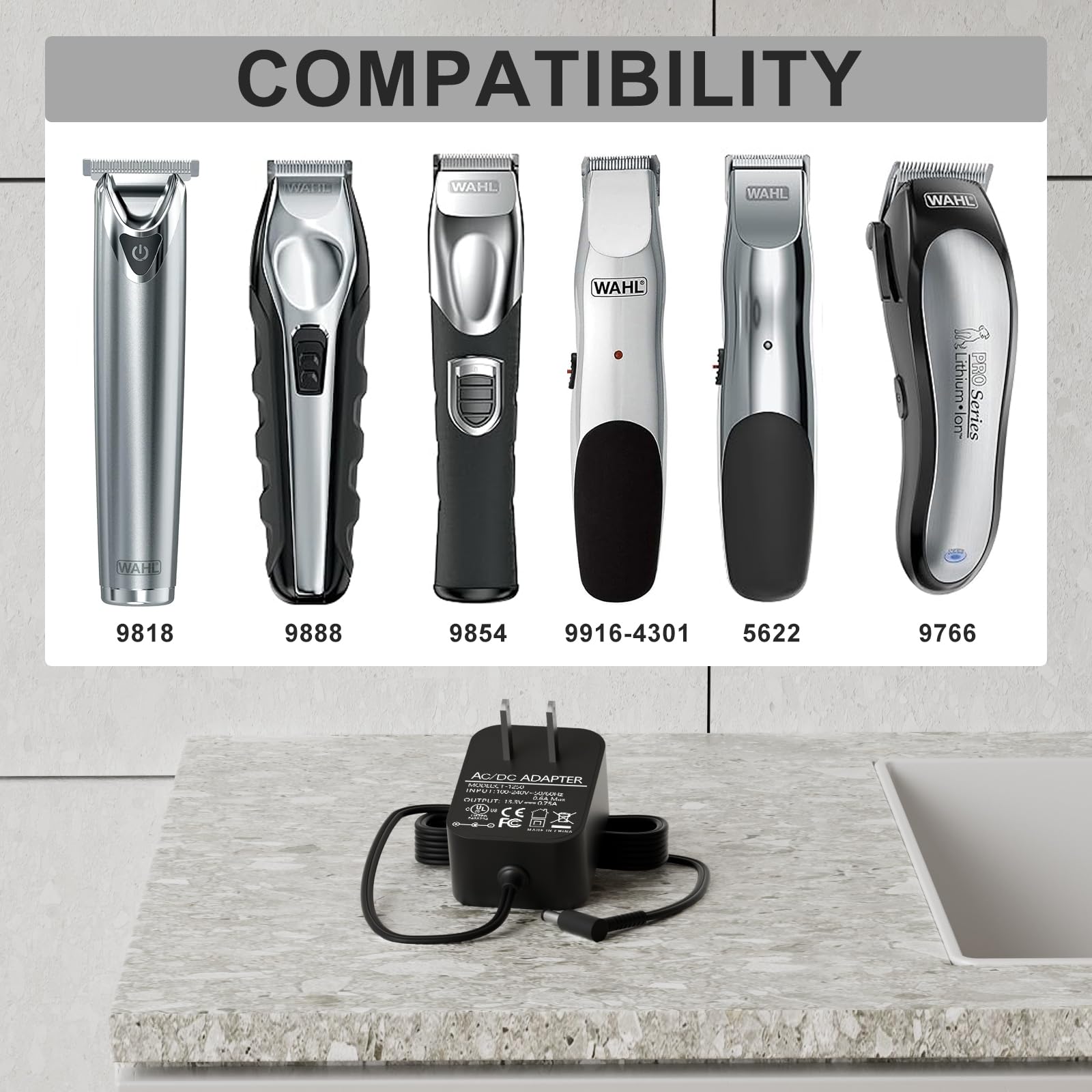 4V Charger Replacement For Wahl 9818L 9818 9888L 9854L 9876L 9685 9918D Wnt 9 Wnt 8 9864 9876 9766 5622 5623 8779 79608 97581 Tr