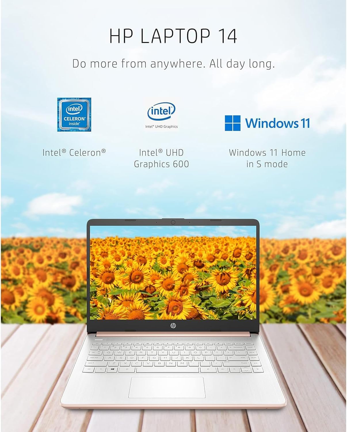 Hp Newest 14'' Hd Ultra Light Thin Laptop, Quad Core Intel Celeron Processor, 16Gb Ram, 320Gb (64Gb Emmc+ 256Gb Card), Wi Fi, Up