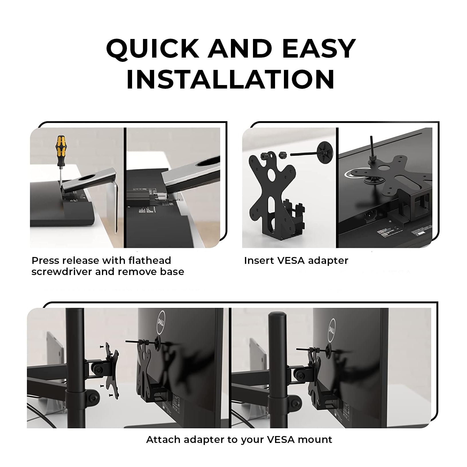 Humancentric Vesa Mount Adapter Compatible With Dell Monitors Se2416Hx, Se2717Hx, Se2717Hr, Se2717H, S2216M, S2216H, Se2716H, Se2216H, Se2417Hg, Se2416H, S2216H