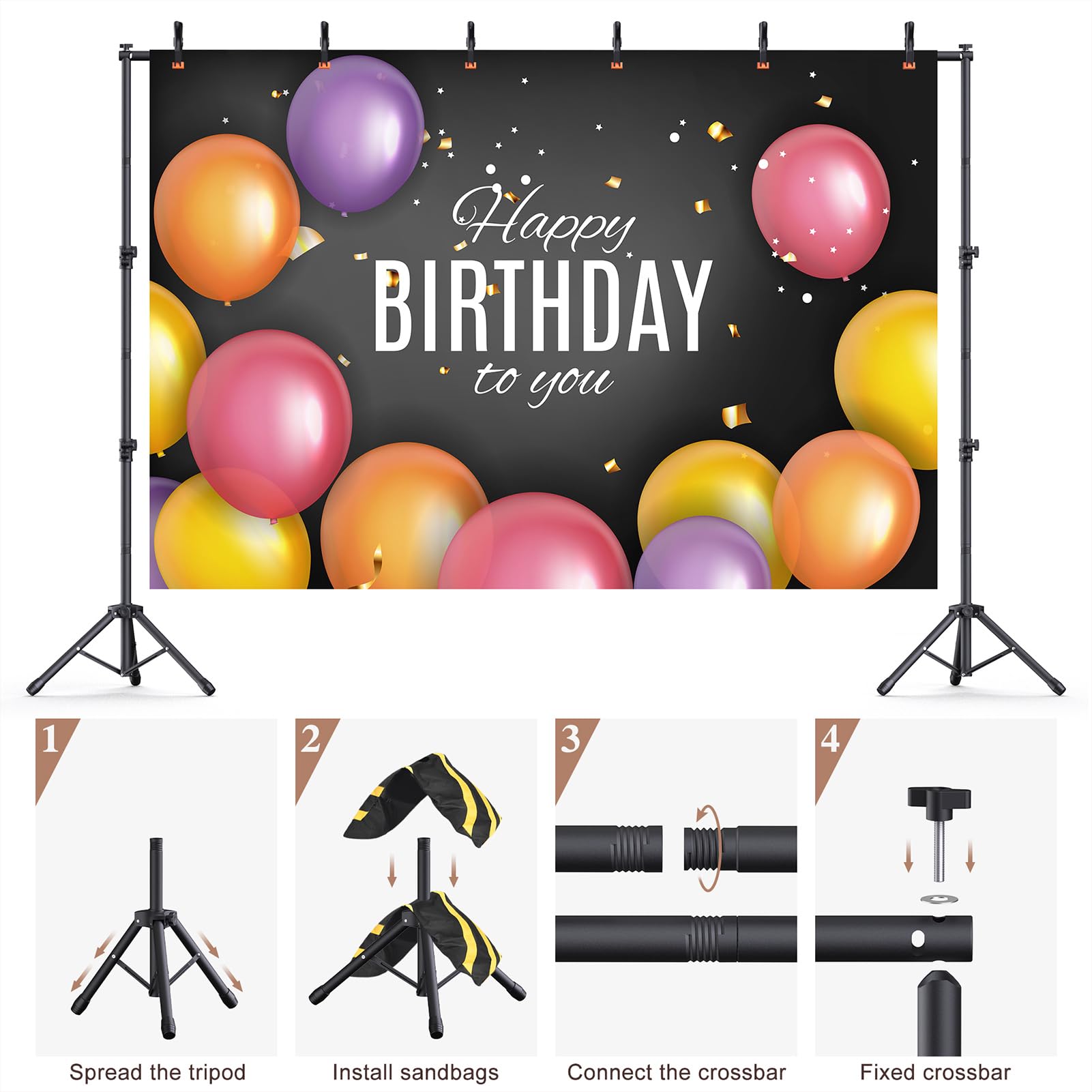 Forlogic 10X7.5Ft Backdrop Stand, Heavy Duty Adjustable Photo Back Drop Stand Kit For Parties, Photography, Banner Stand (Includ