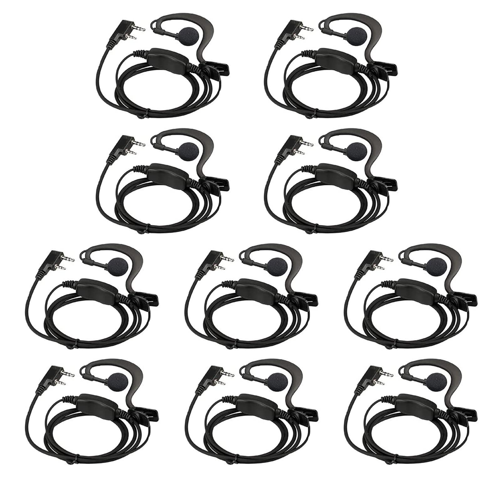 Luiton Walkie Talkie Earpiece With Mic Single Wire Earhook Headset Two Way Radio Earpiece For Baofeng Uv 5R Bf 888S Arcshell Retevis H 777 Rt21 Rt22 Kenwood 2 Way Radio (10 Pack)
