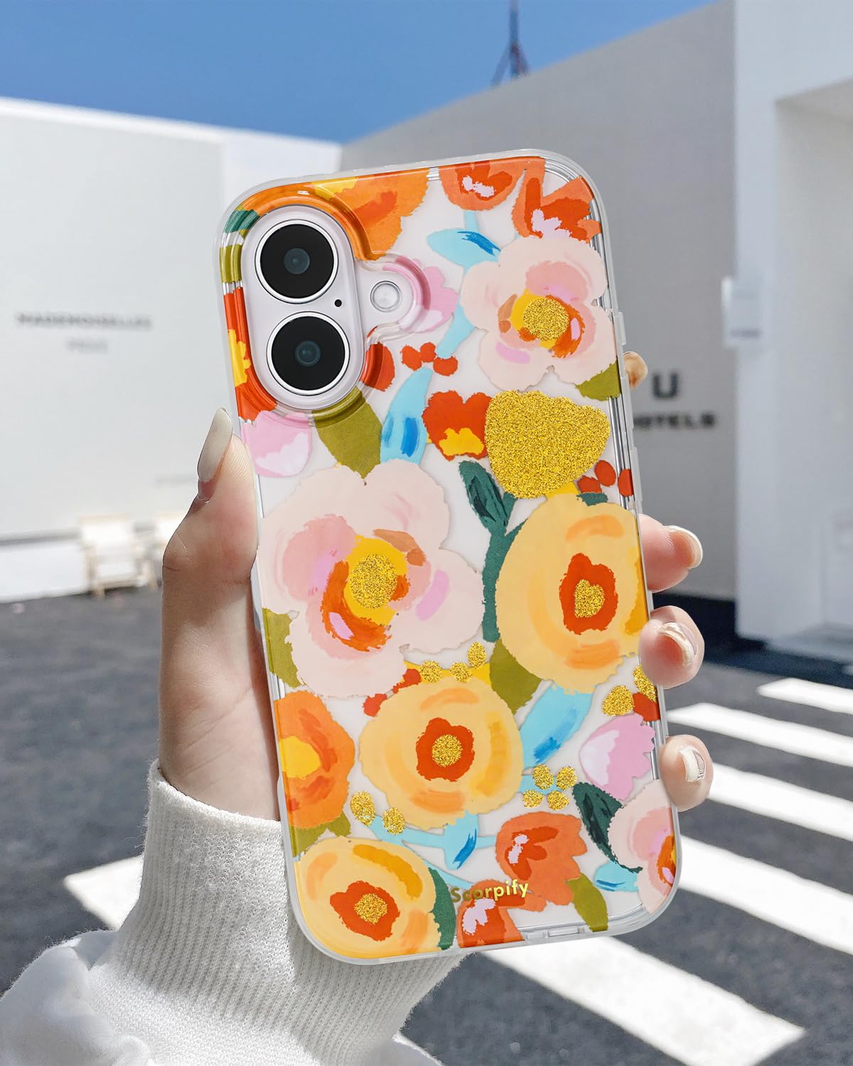 Scorpify For Iphone 16 Case [Compatible With Magsafe] With Heronsbill Floral Design, Cute Clear Flower Magnetic Phone Cover For