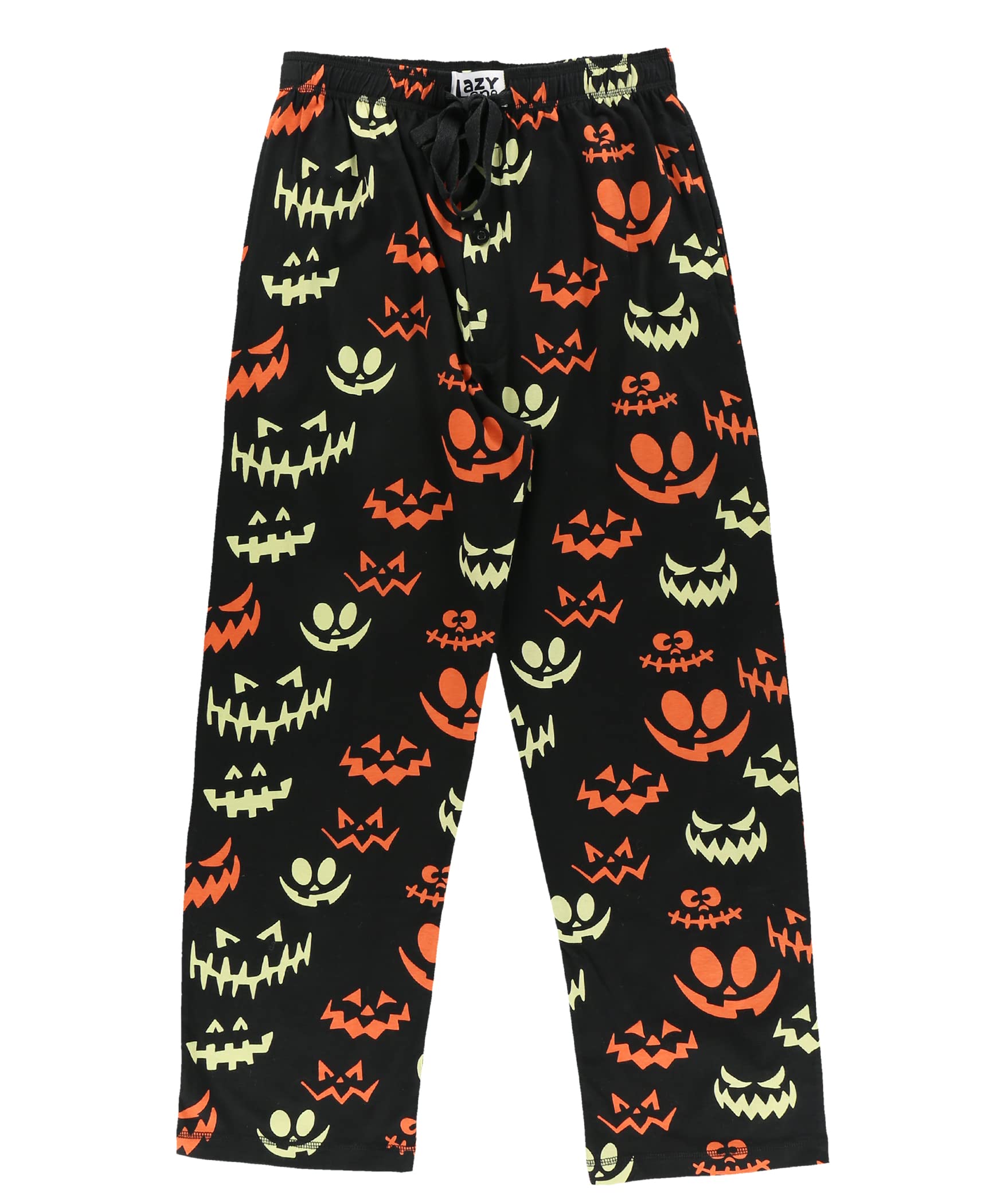 Lazy One Animal Pajama Pants For Men, Mens Separate Bottoms, Lounge Pants, Halloween (Spooky Faces, X Small)