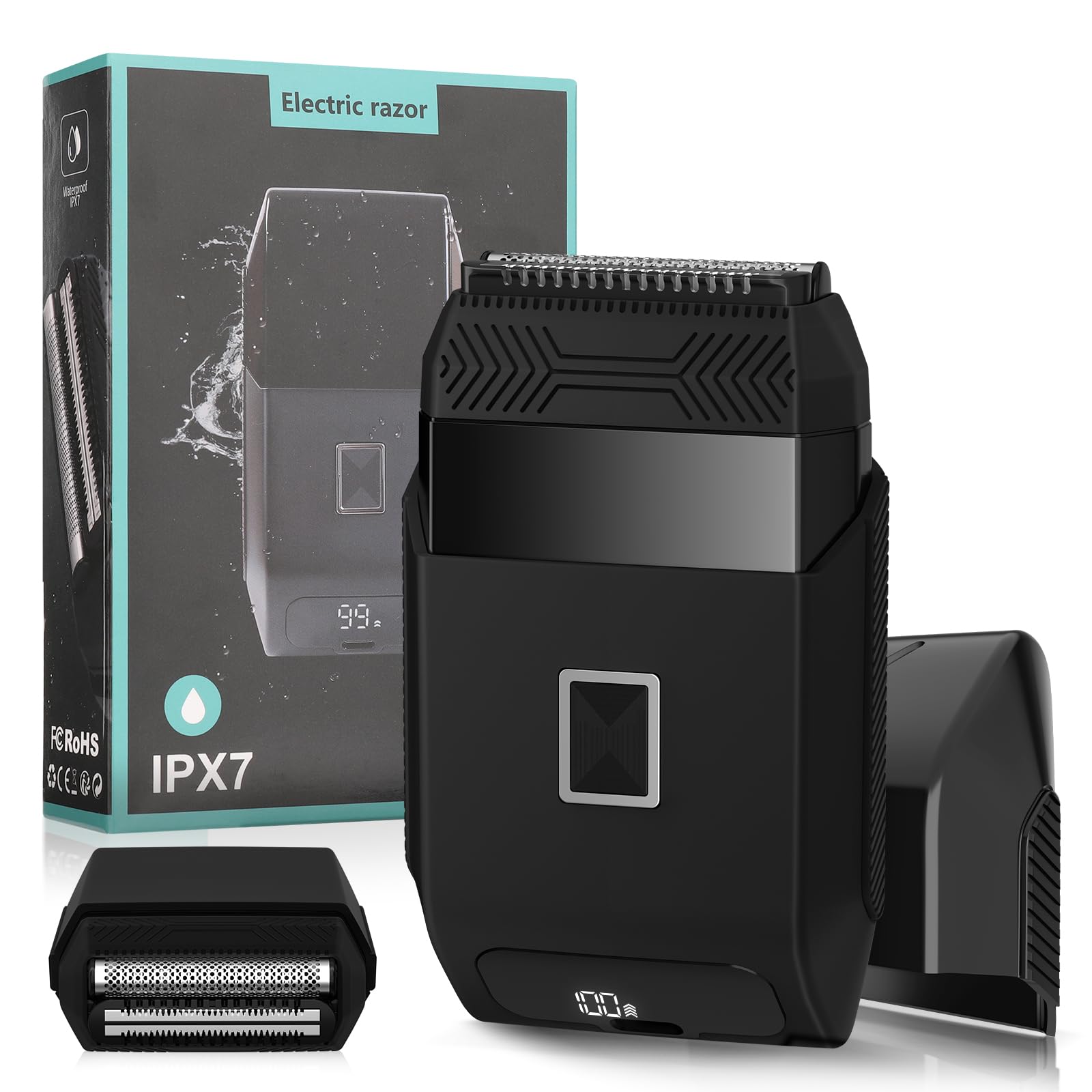 Electric Razor Foil Shavers For Men With Double Blades, Compact Electric Razor For Men Face, Portable Manscape Razor Travel Shav