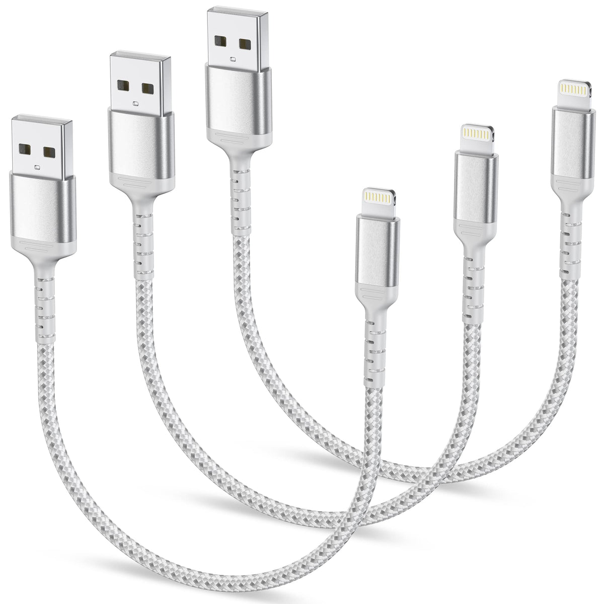 1.5Ft Iphone Charging Cable Short, 3 Pack Braided Usb A To Lightning Cord Carplay [Mfi Certified] Compatible With Apple Iphone 1
