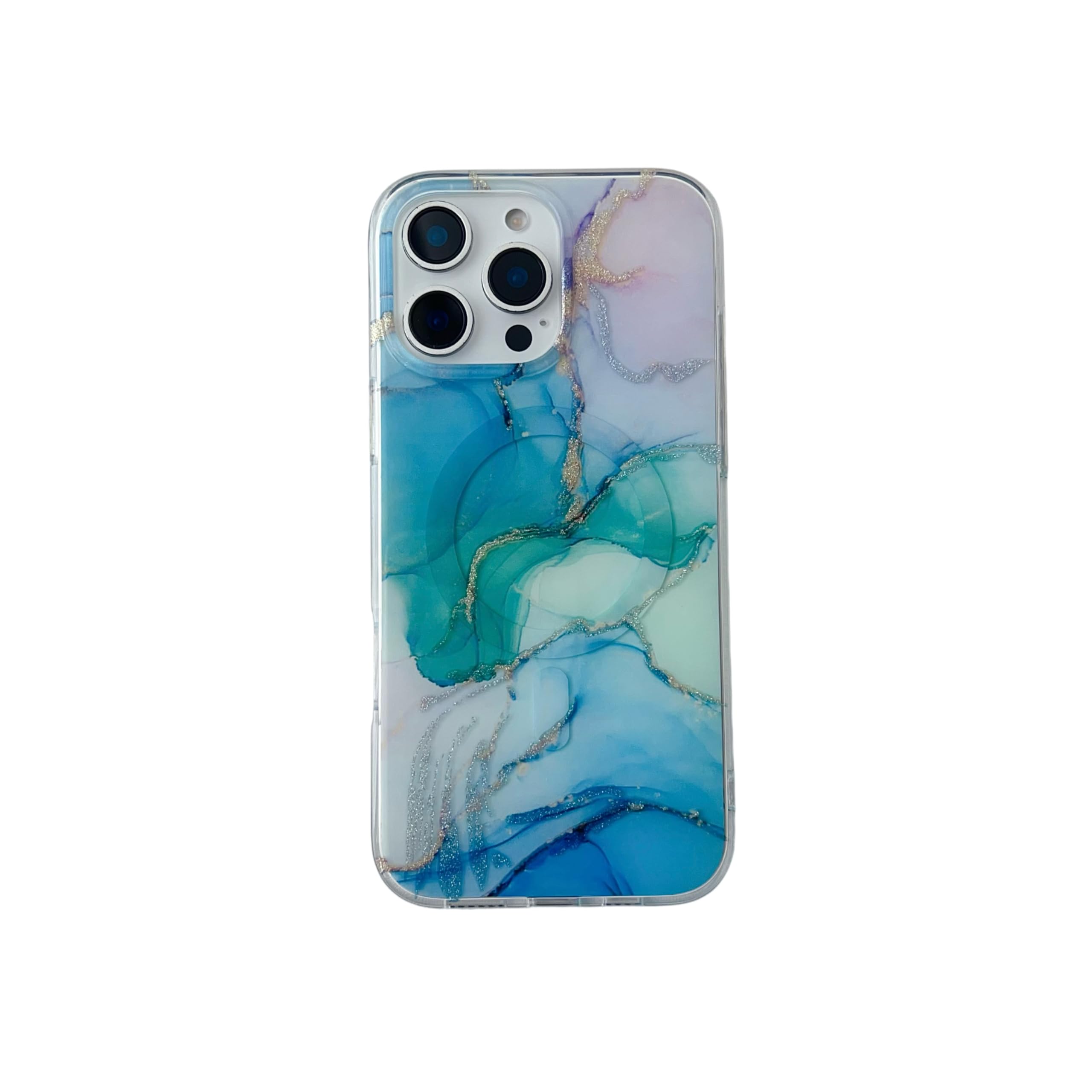 Katti Case for iPhone 16 Pro Max Phone Case - Blue/Teal Marble - Ultra-Slim, Shockproof, Camera Bumper, Glossy iPhone Case
