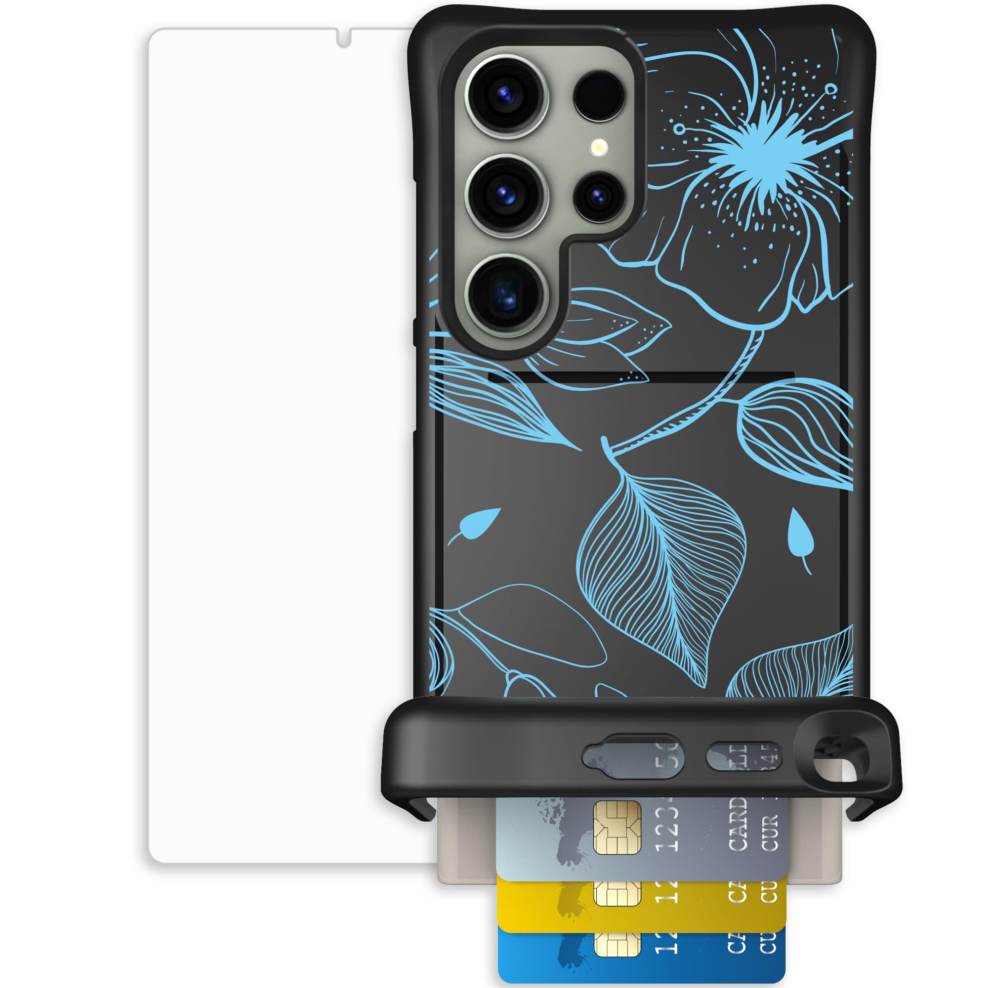 Scooch for Samsung Galaxy S24 Ultra Case with Card Holder, Wingmate Wallet Case with Hidden Card Slot and RFID Protection, Bundl