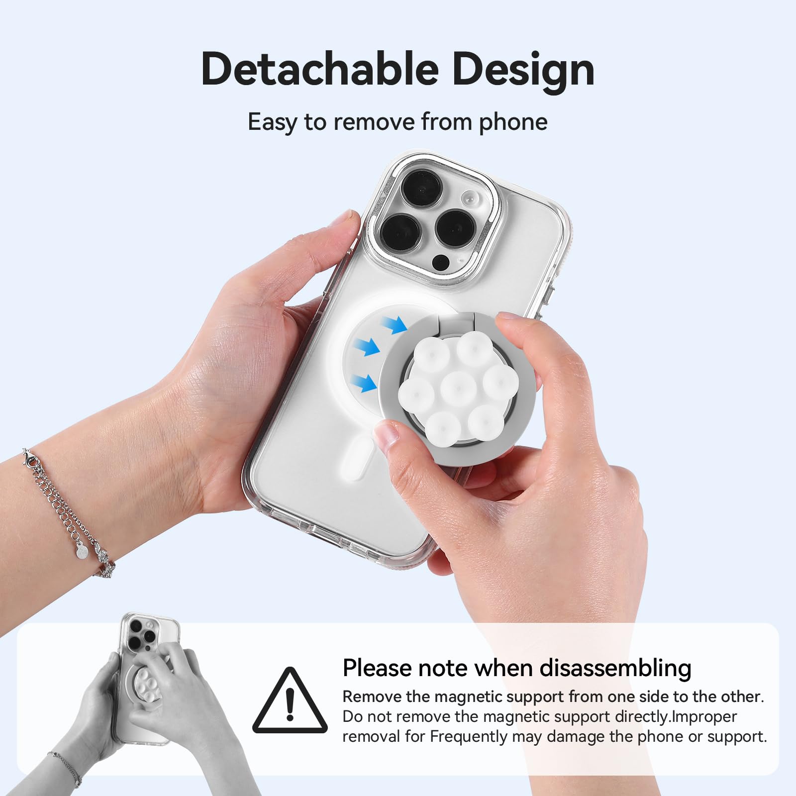 Magnetic Phone Holder Multifunctional Cellphone Stand Wtih Suction Cup, Mount Ring Grip, Magnetic Lead Ring Kickstand Compatible