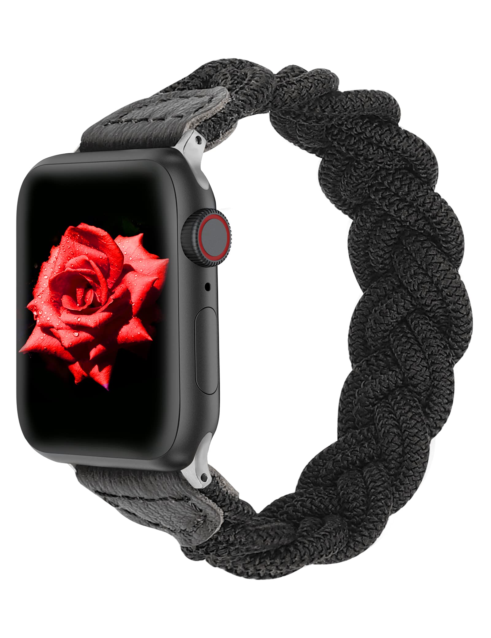 Wearlizer Stretchy Braided Band Compatible with Apple Watch Bands Women 38mm 40mm 41mm 42mm 44mm 45mm 46mm 49mm Slim Elastic Sol
