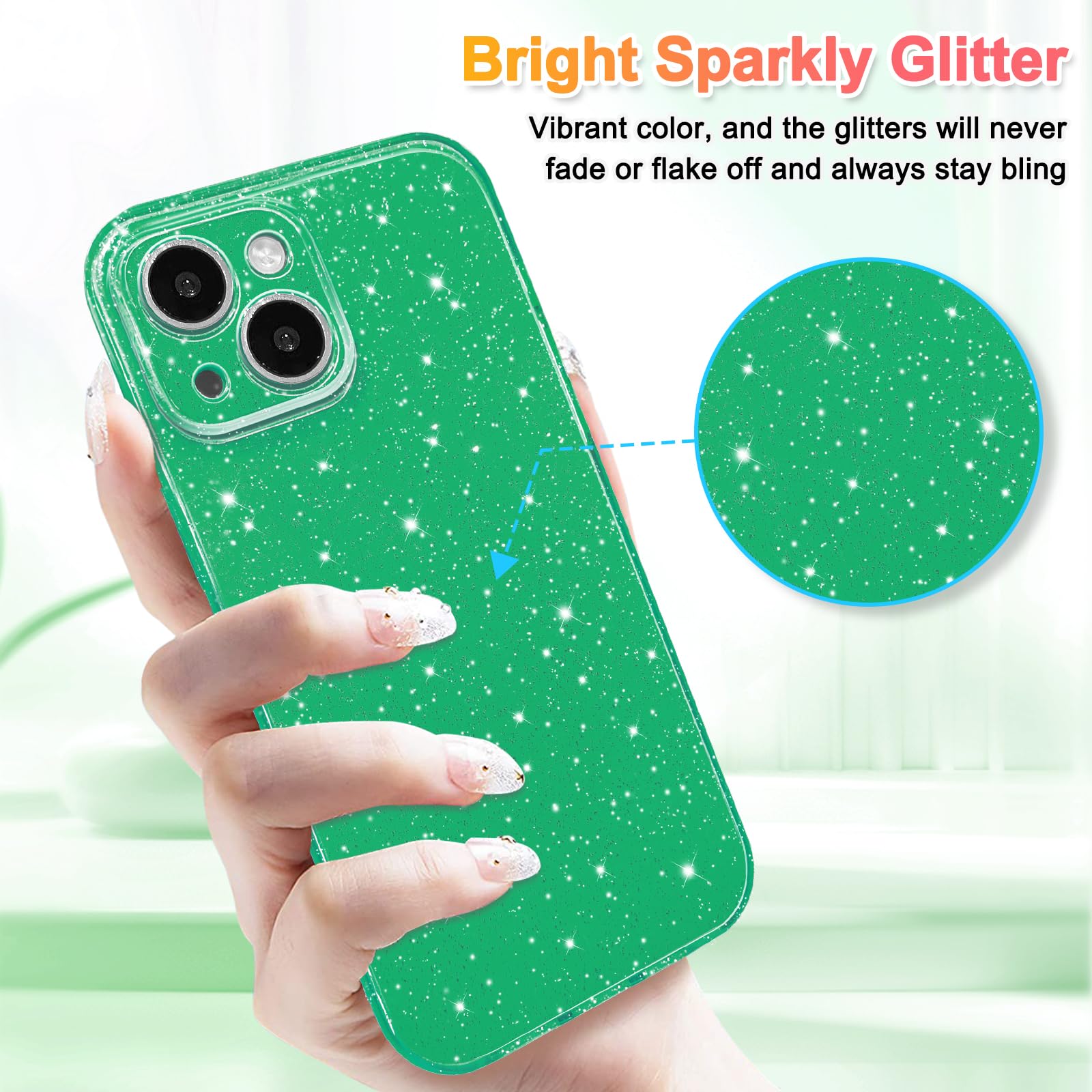 Hython Case For Iphone 13 Case Glitter Cute Sparkly Shiny Bling Sparkle Phone Cases 6.1, Thin Slim Fit Soft Tpu Bumper Shockproo