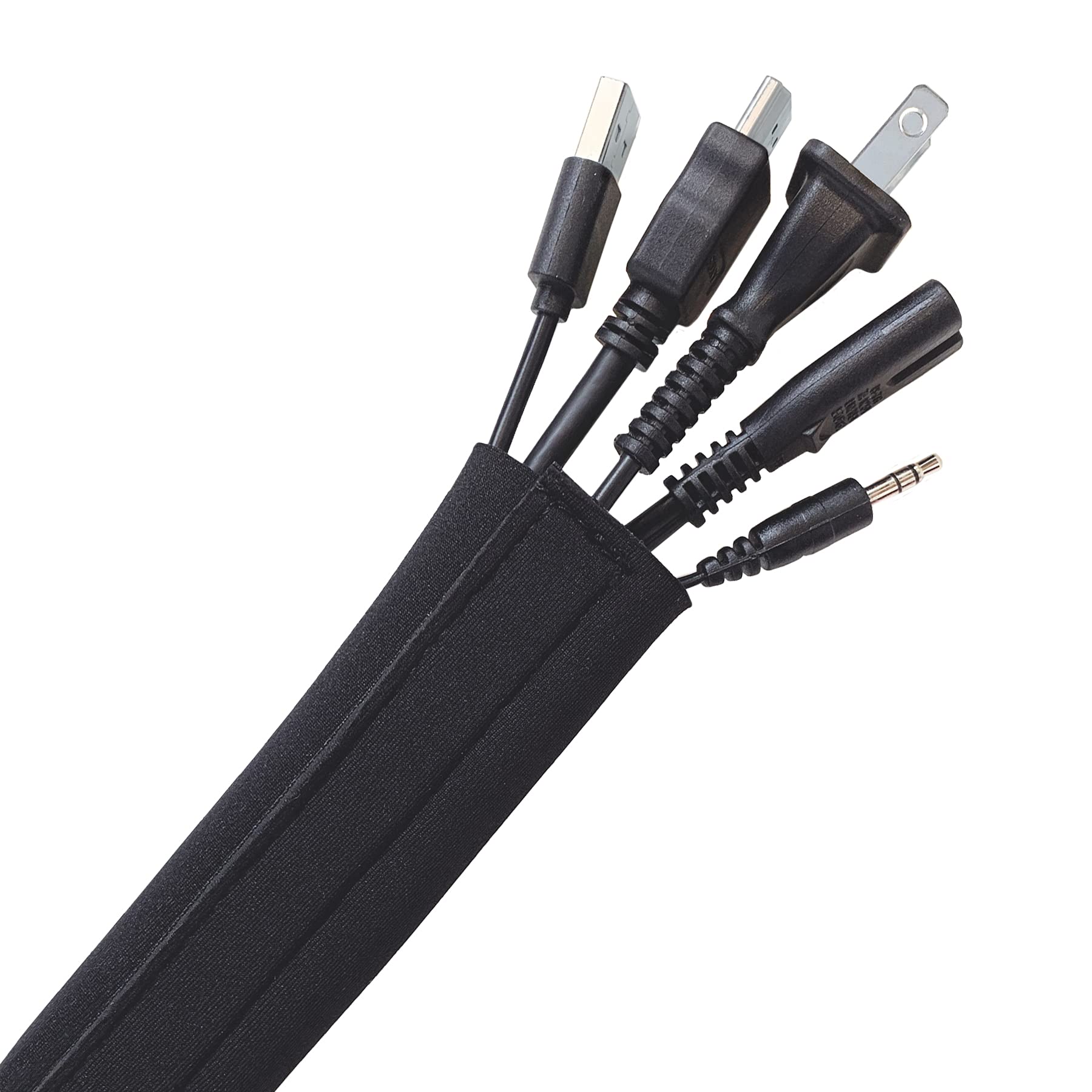 Hook And Loop Cable Sleeve By Wrap It Storage   120'' X 4.5'' Black   Cut To Size Cord Organizer And Cable Protector For Desk, T