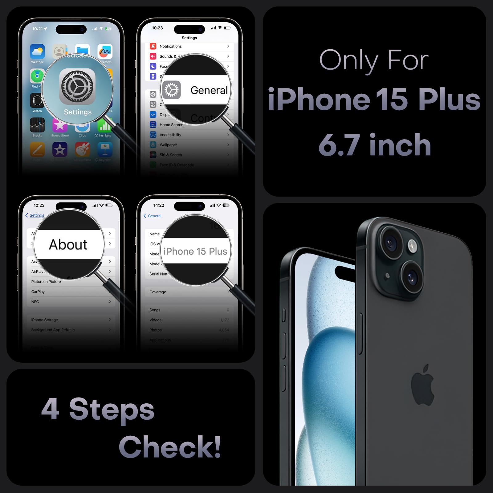 Tocol For Iphone 15 Plus Case, Upgraded Full Camera Protection, 15Ft Drop Protection, Translucent Matte Back Bumper Phone Cover