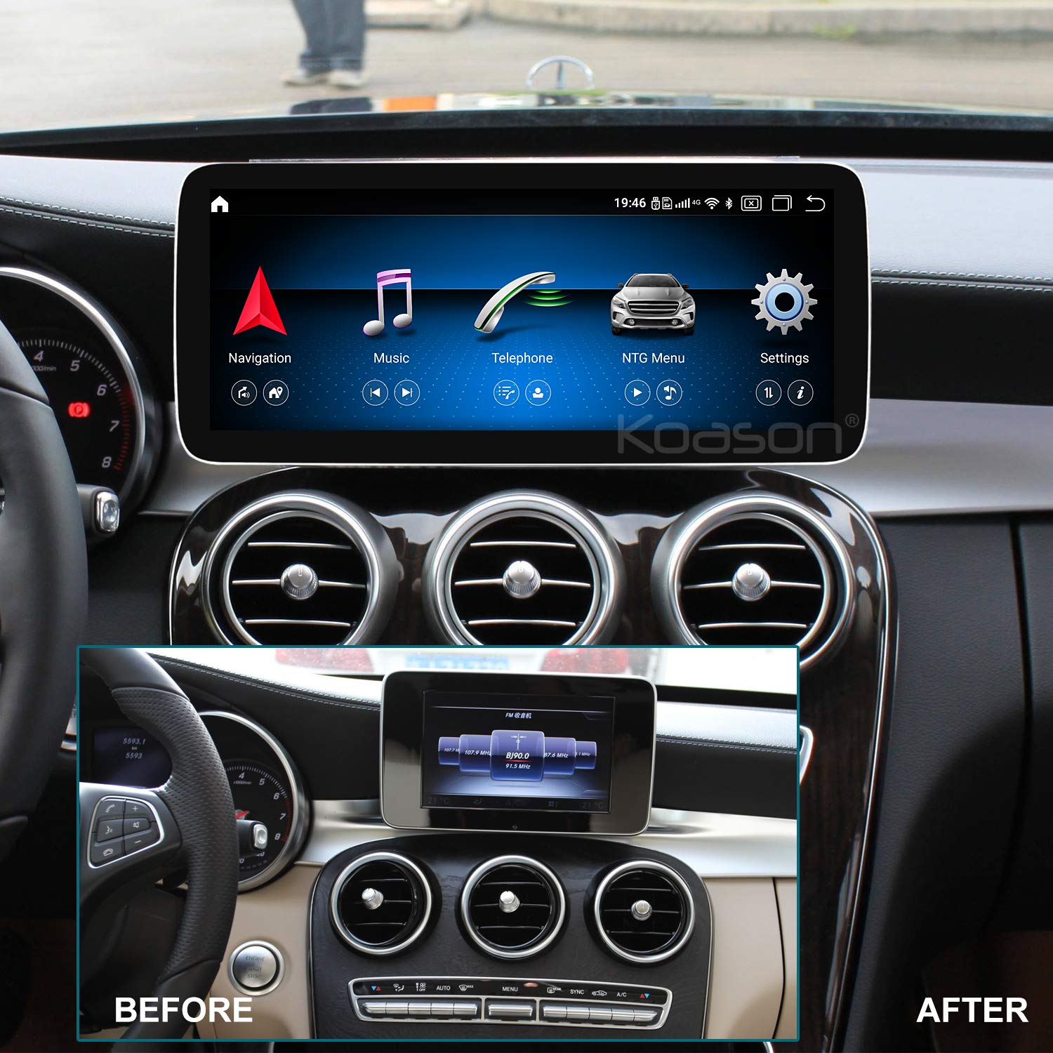 Android 10.25Inch Hd1920 Screen Upgrade Display Monitor Multimedia Player Gps Navigation For Mercedes Benz C Glc 2014 2018 C180