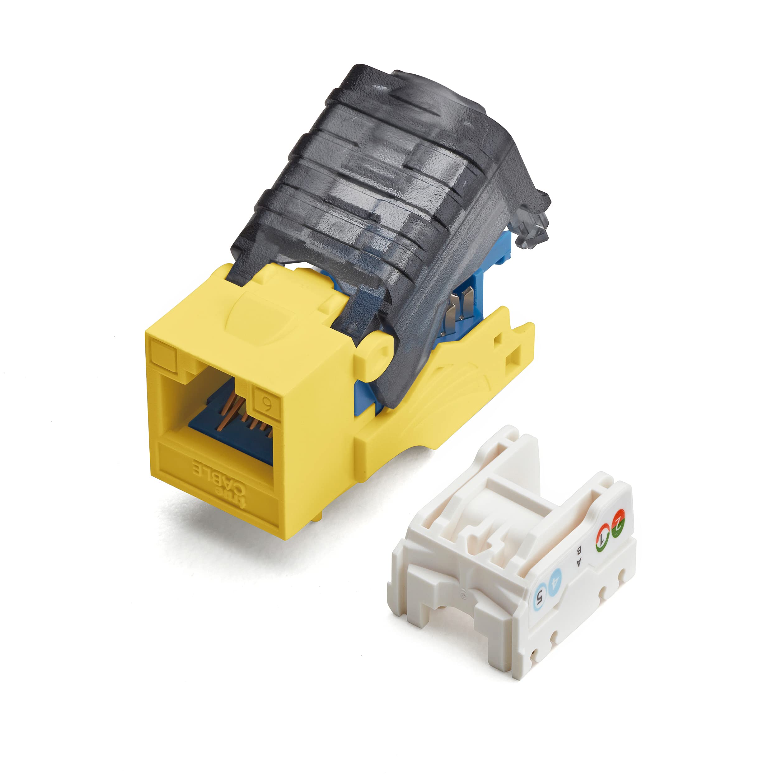 Truecable Cat6 Toolless Keystone Jack, Unshielded (Utp), Poe++ (4Ppoe) 100W, Ul Listed, Etl Verified, Ansi/Tia Certified, Modular Rj45 Female, Yellow, 2 Pack